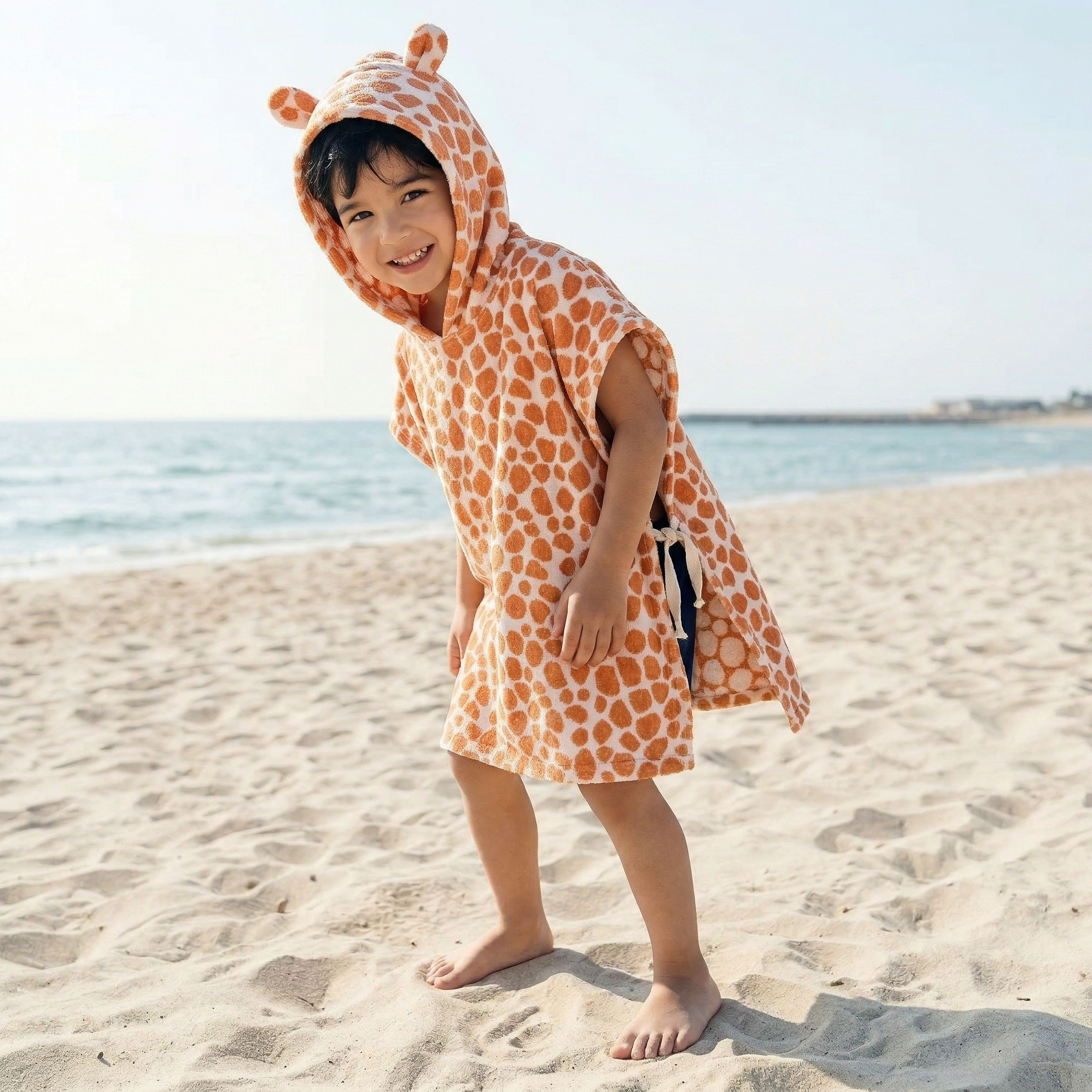Juniors Cotton Hooded Sleeveless Bathrobe with Print-boys-clothing-nightwear-image-1