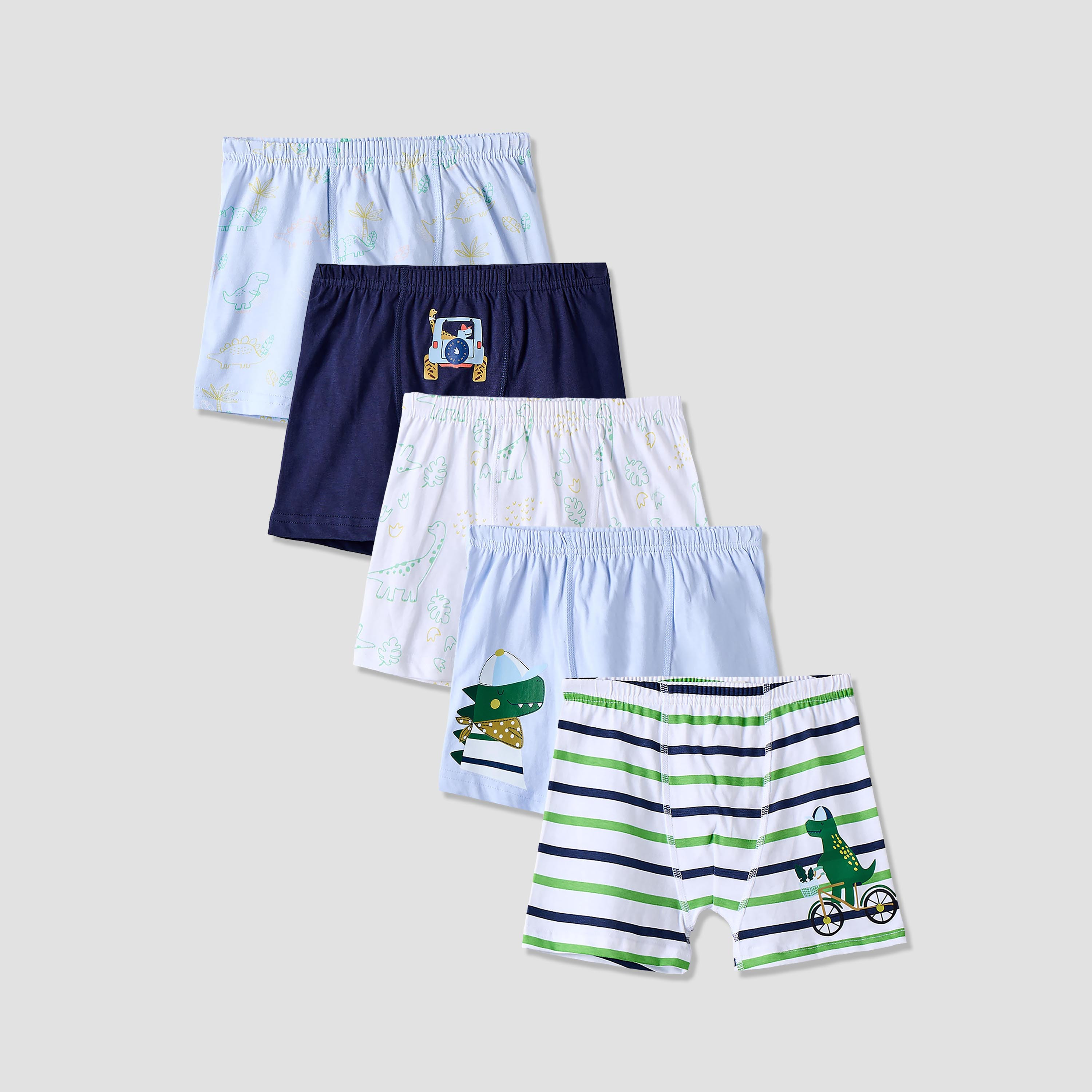 Pack of 5 Juniors Cotton Boxers with Dinosaur Print-baby-boys-clothing-innerwear-image-1