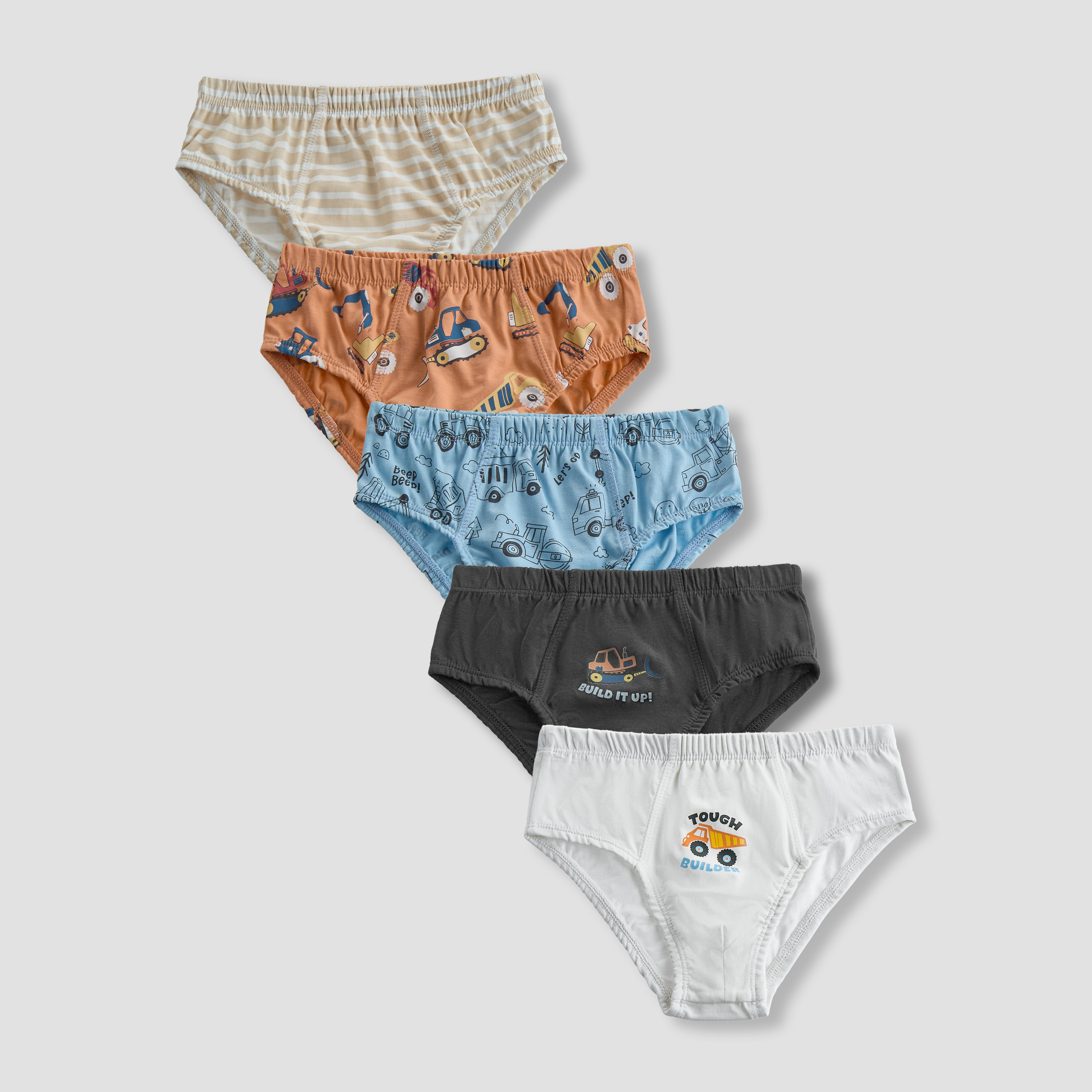 Pack of 5 Juniors Cotton Briefs with Vehicle Print-boys-clothing-innerwear-boxersandbriefs-image-1