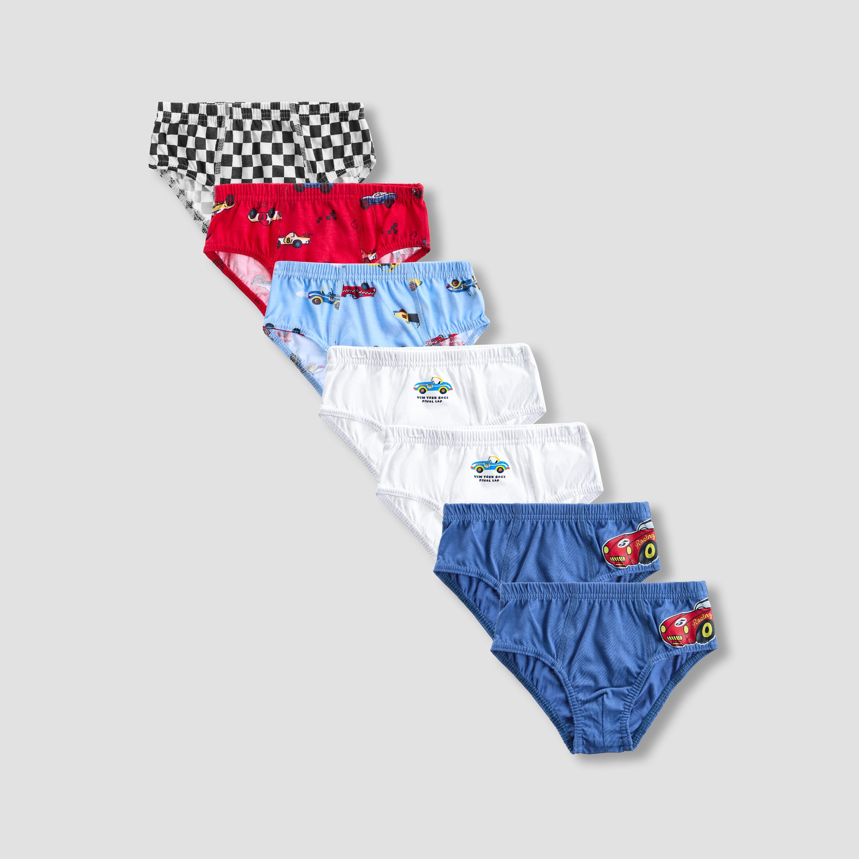 Pack of 7 Juniors Cotton Briefs with Car Print-boys-clothing-innerwear-boxersandbriefs-image-1