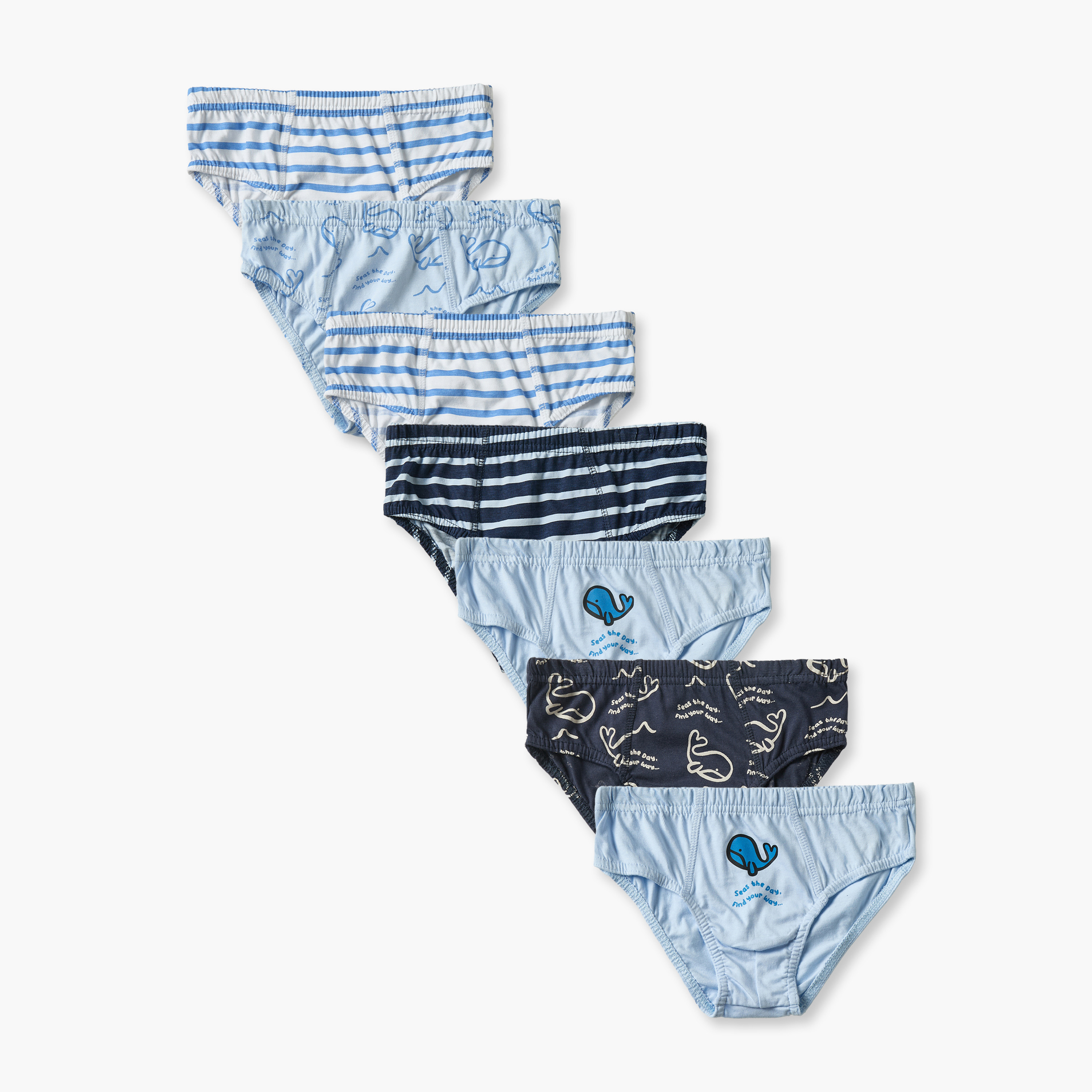Pack of 7 Juniors Cotton Briefs with Whale Print-baby-boys-clothing-innerwear-image-1