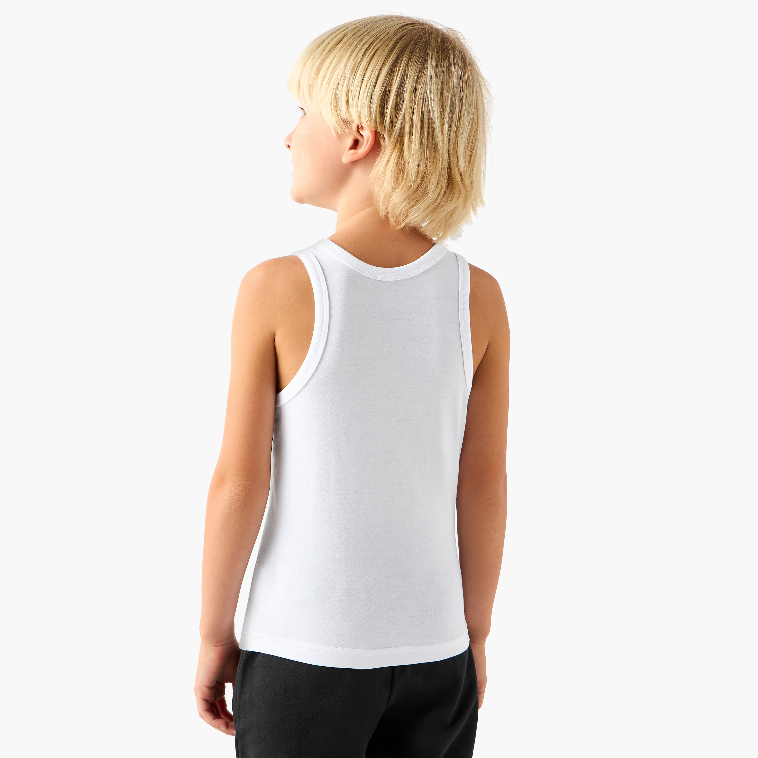 Pack of 3 Juniors Cotton Round Neck Vests with Car Print-boys-clothing-innerwear-vests-image-5