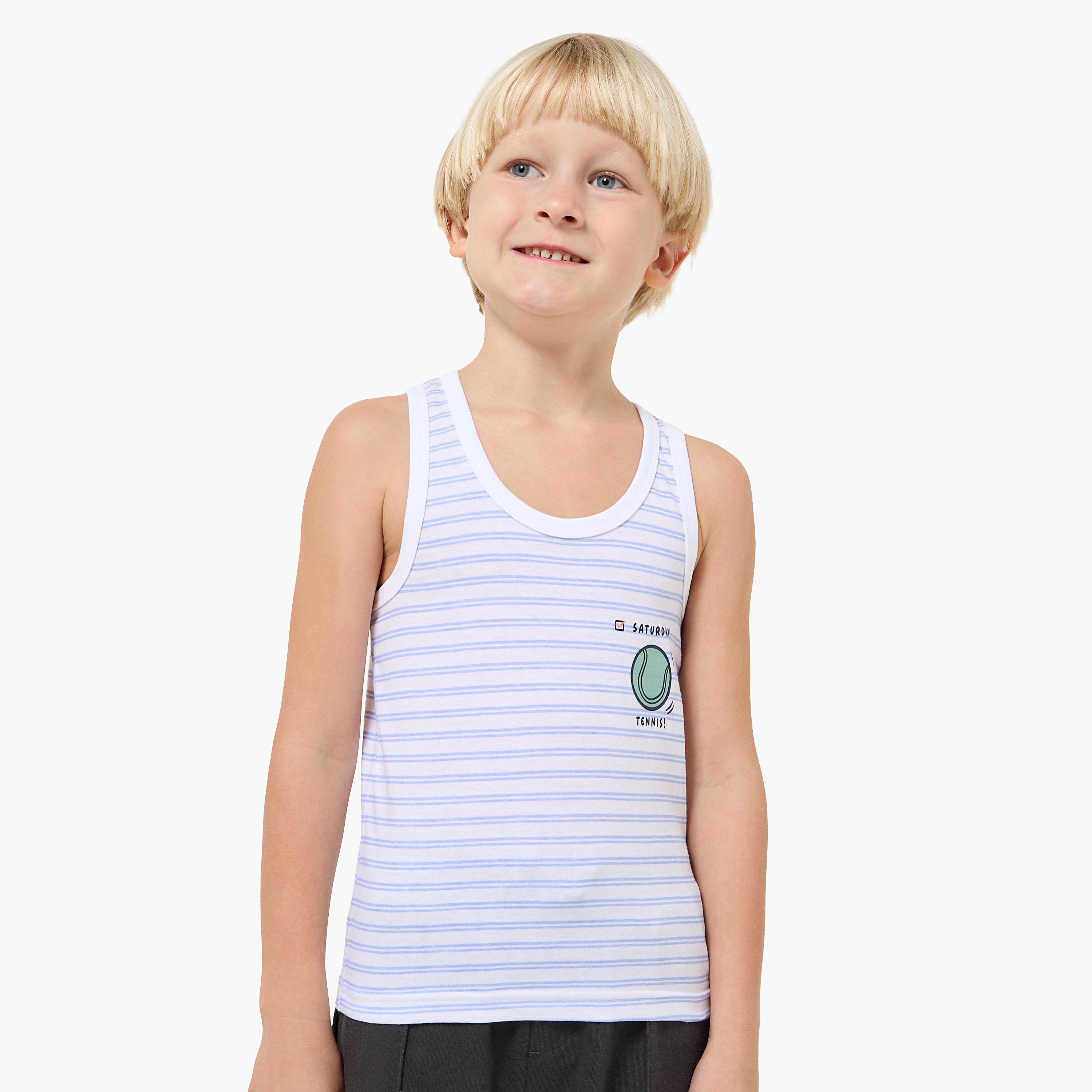 Pack of 7 Juniors Cotton Round Neck Vest with Print-baby-boys-clothing-innerwear-image-2