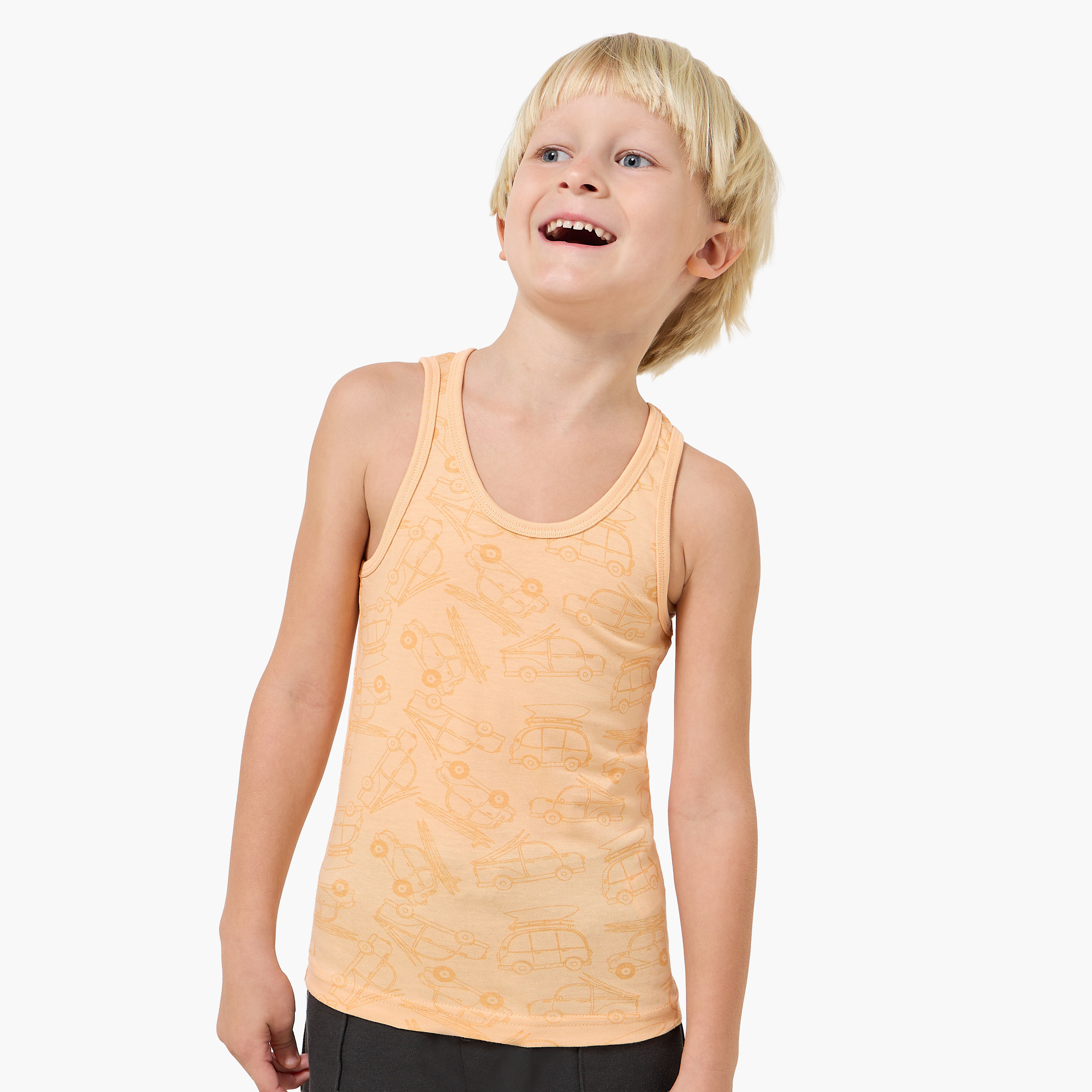 Pack of 7 Juniors Cotton Round Neck Vest with Print-boys-clothing-innerwear-vests-image-2