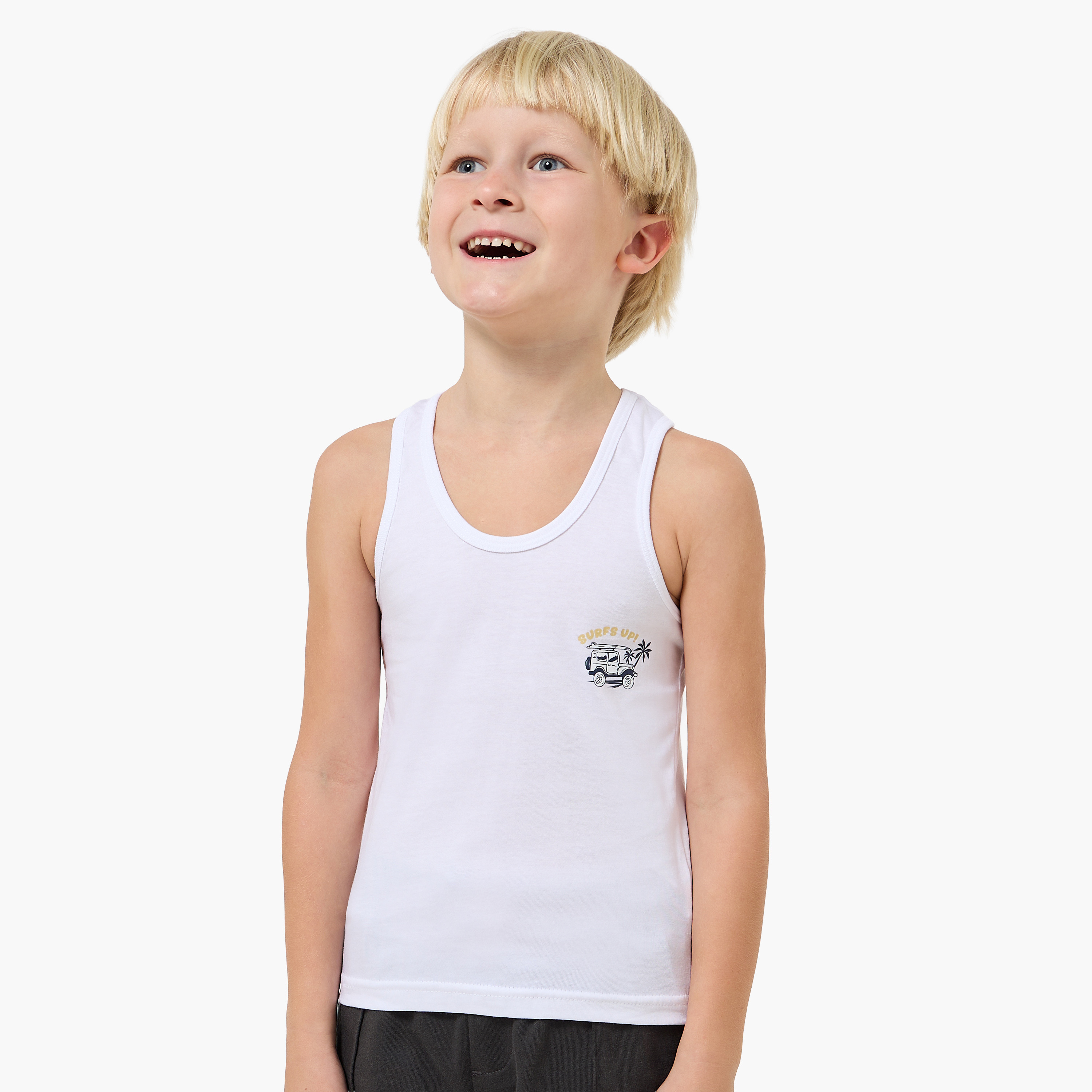 Pack of 7 Juniors Cotton Round Neck Vest with Print-boys-clothing-innerwear-vests-image-4