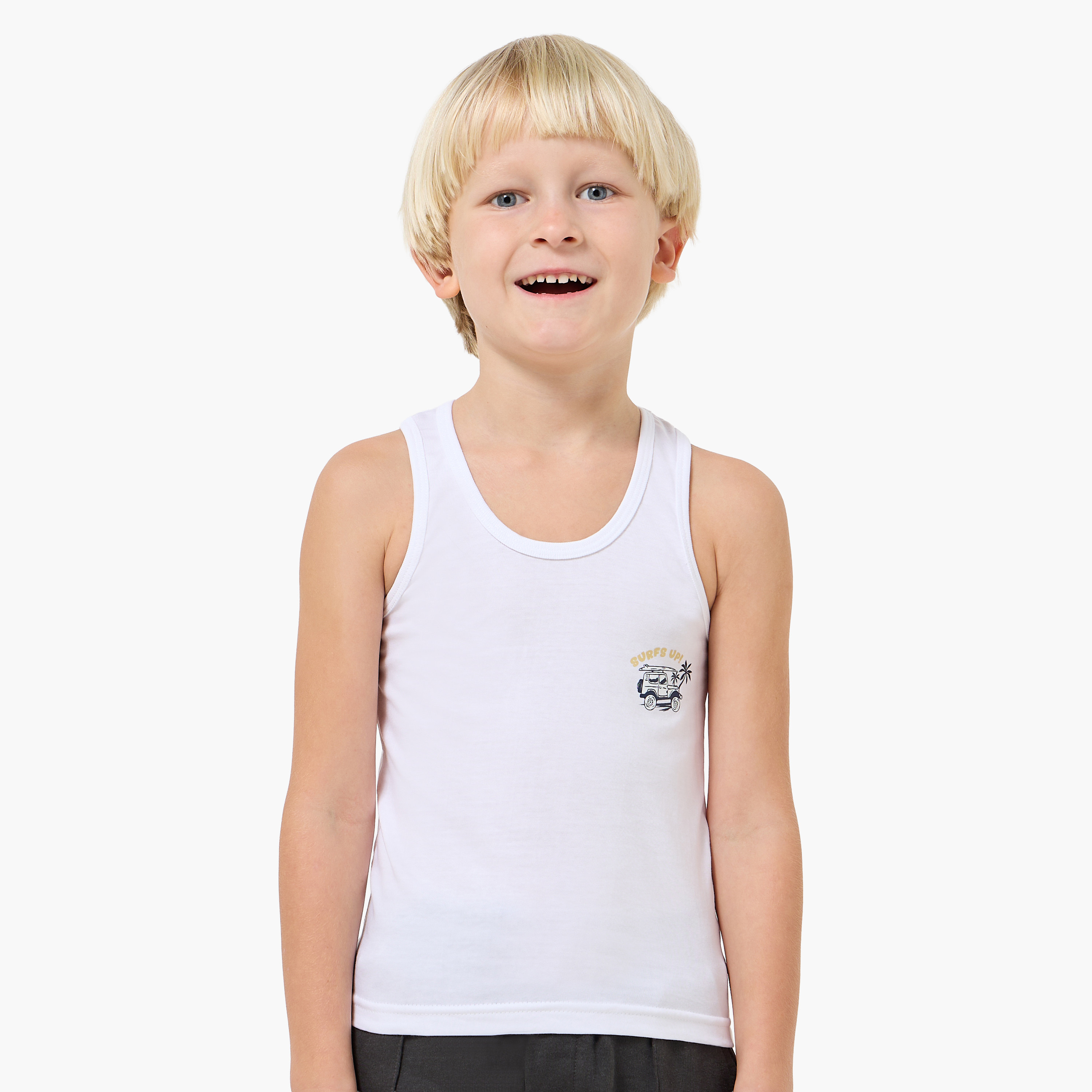 Pack of 7 Juniors Cotton Round Neck Vest with Print-boys-clothing-innerwear-vests-image-5