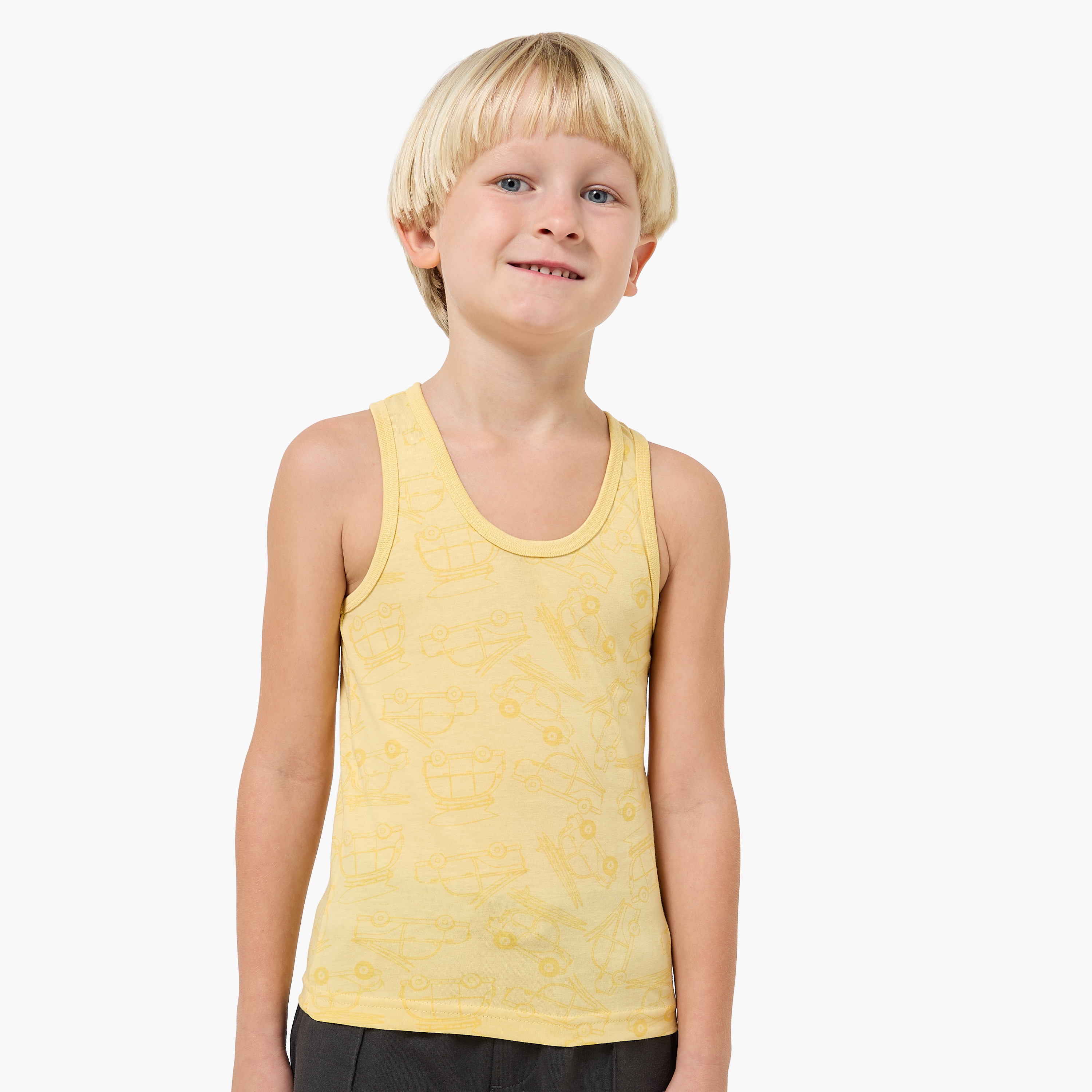Pack of 7 Juniors Cotton Round Neck Vest with Print-boys-clothing-innerwear-vests-image-8