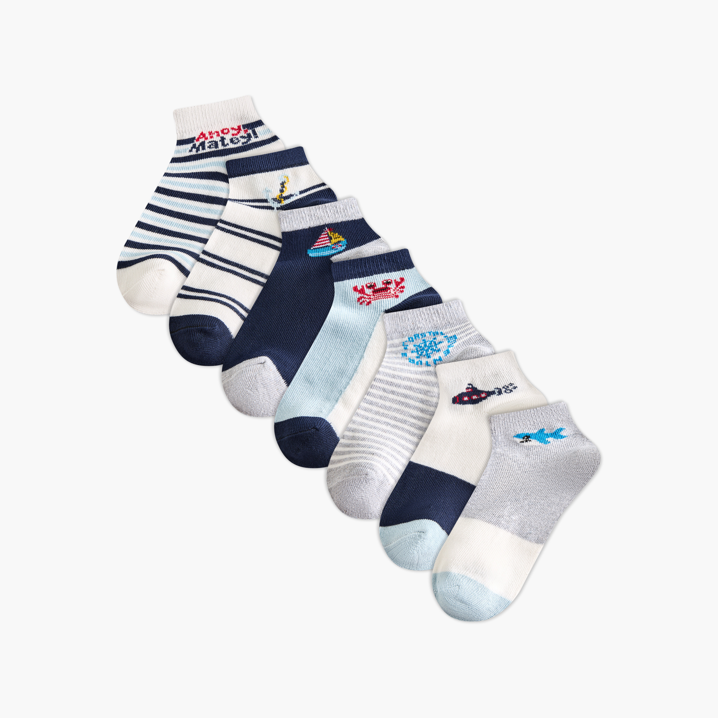Pack of 7 Juniors Baby Boys Socks Nautical Print-baby-boys-accessories-socks-image-1
