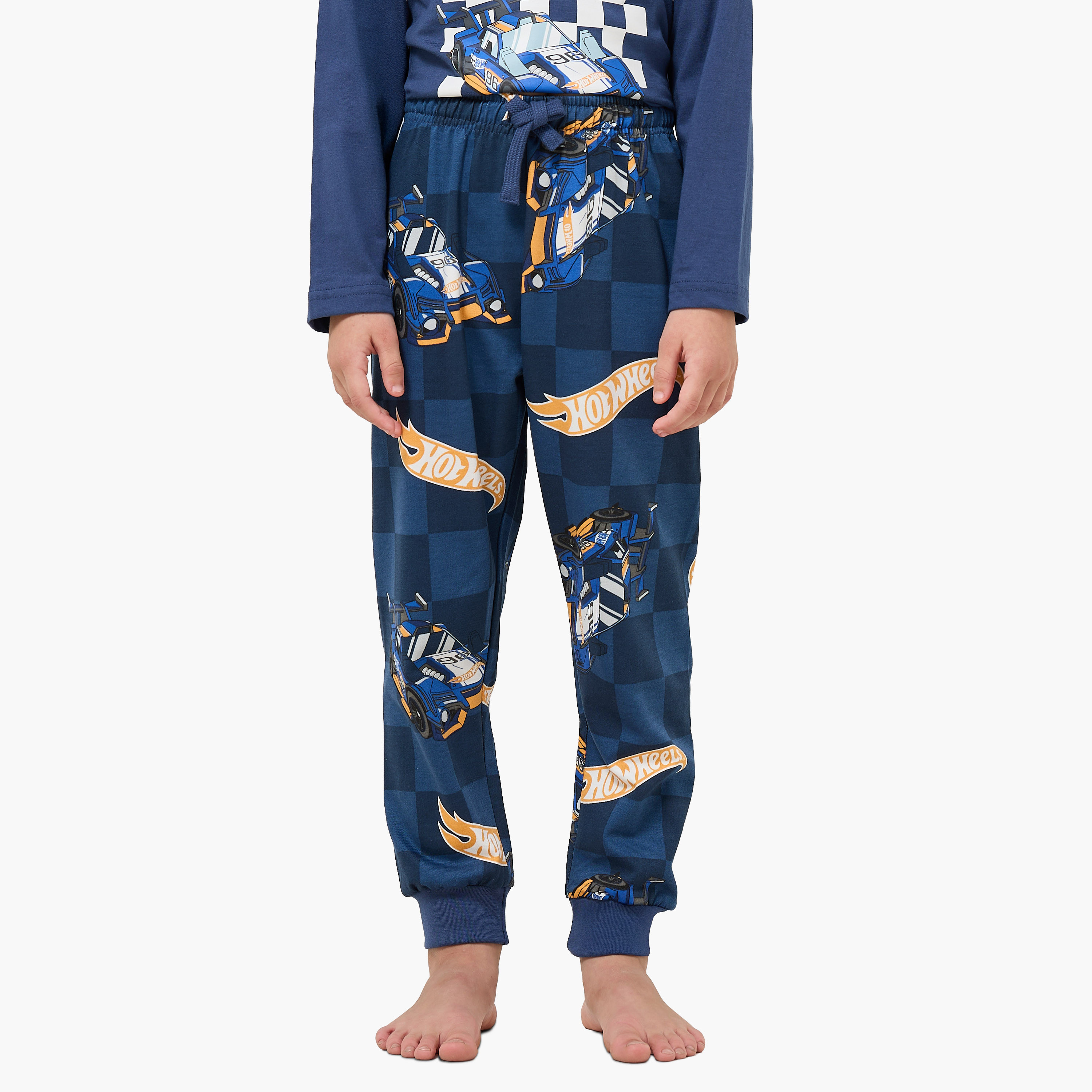 Cotton Crew Neck Long Sleeves Pyjama Set with Hot Wheels Print-baby-boys-clothing-nightwear-pyjamasets-image-3