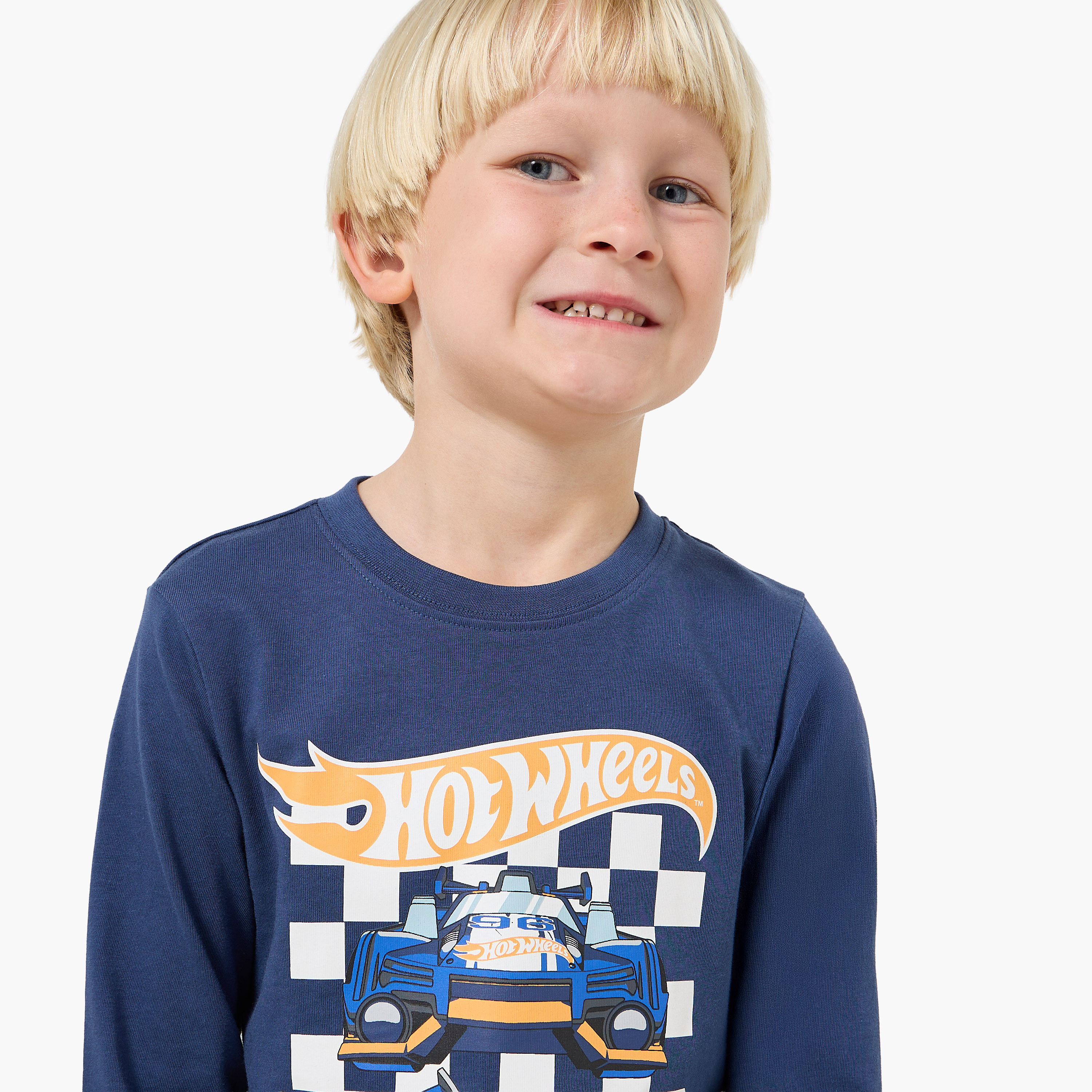 Cotton Crew Neck Long Sleeves Pyjama Set with Hot Wheels Print-baby-boys-clothing-nightwear-pyjamasets-image-5
