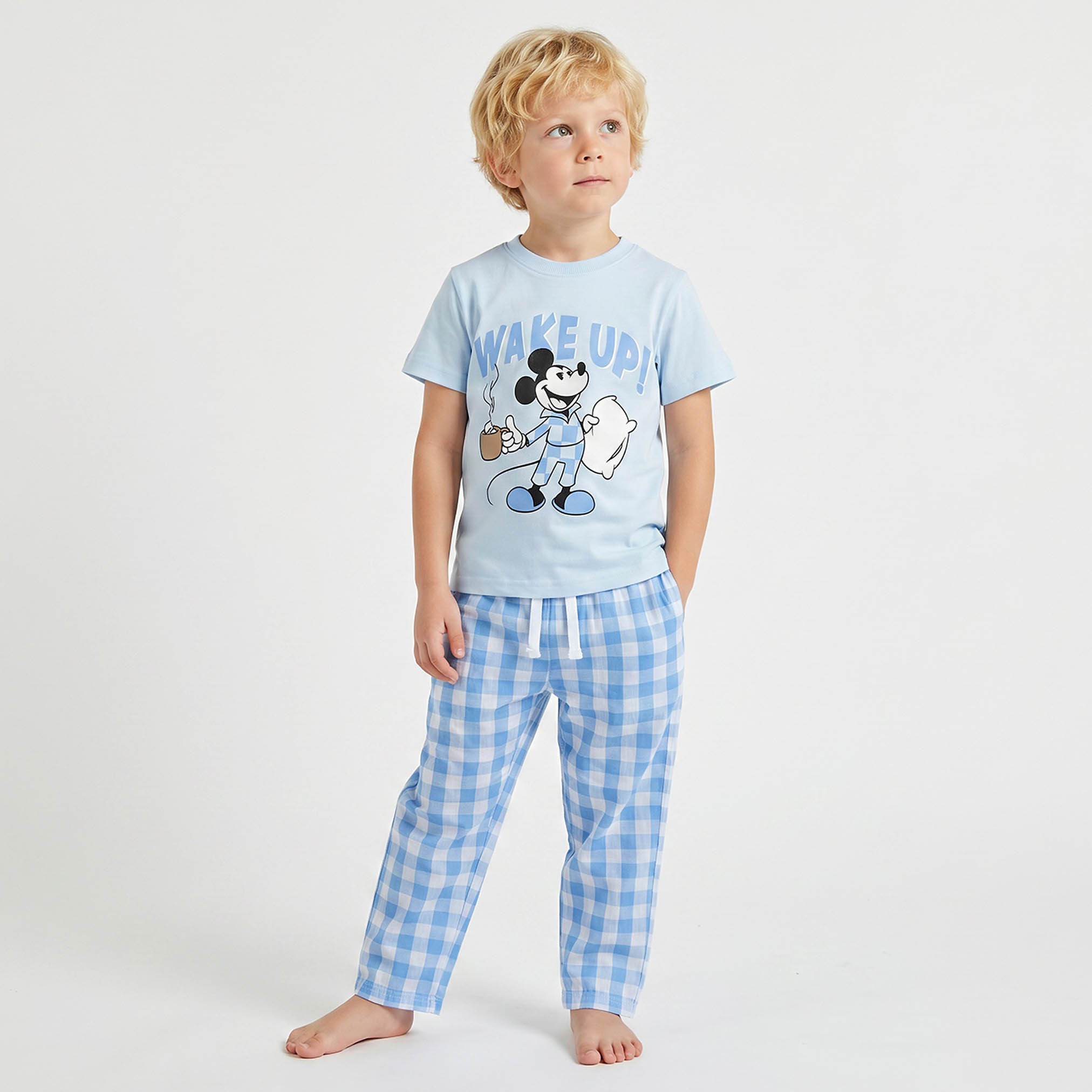 Disney Cotton Crew Neck Short Sleeves Pyjama Set with Mickey Mouse Print-boys-clothing-nightwear-image-1