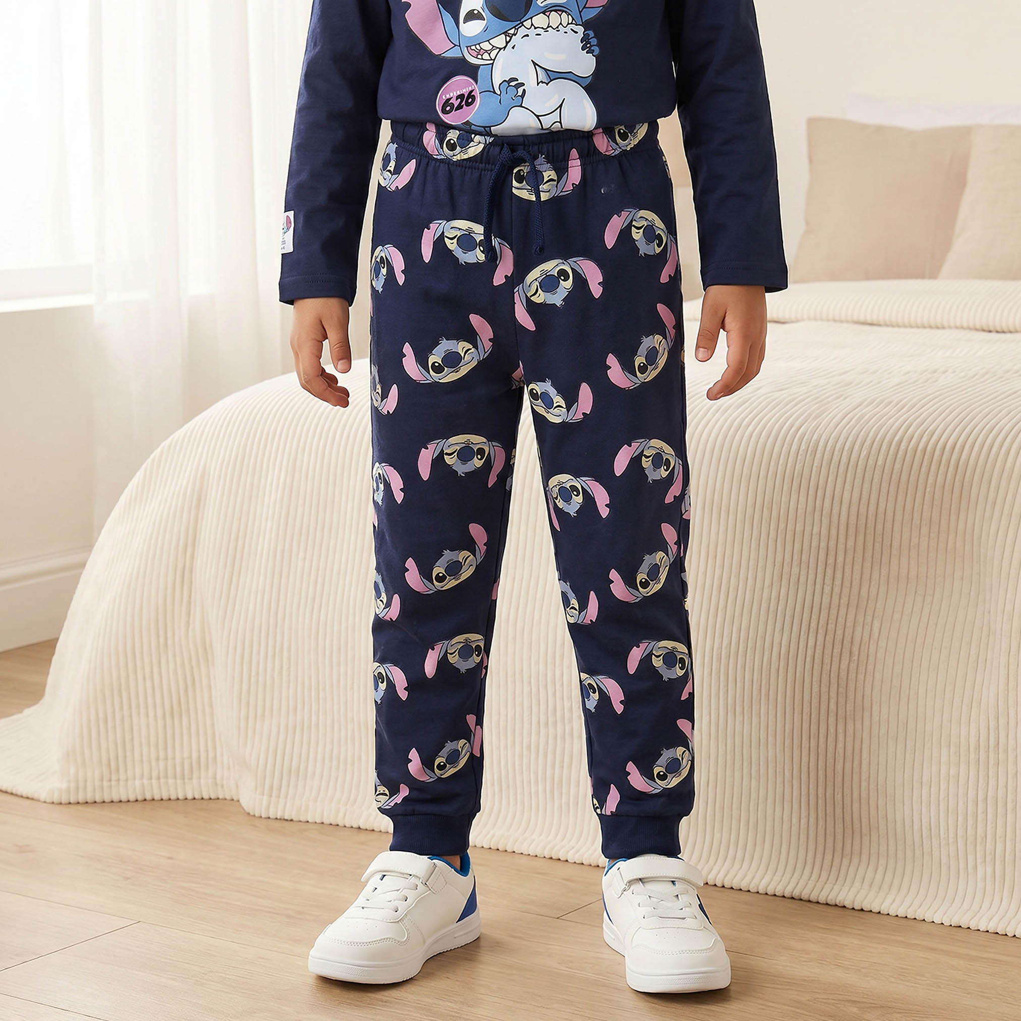 Disney Cotton Crew Neck Long Sleeves Pyjama Set with Stitch Print-boys-clothing-nightwear-image-3