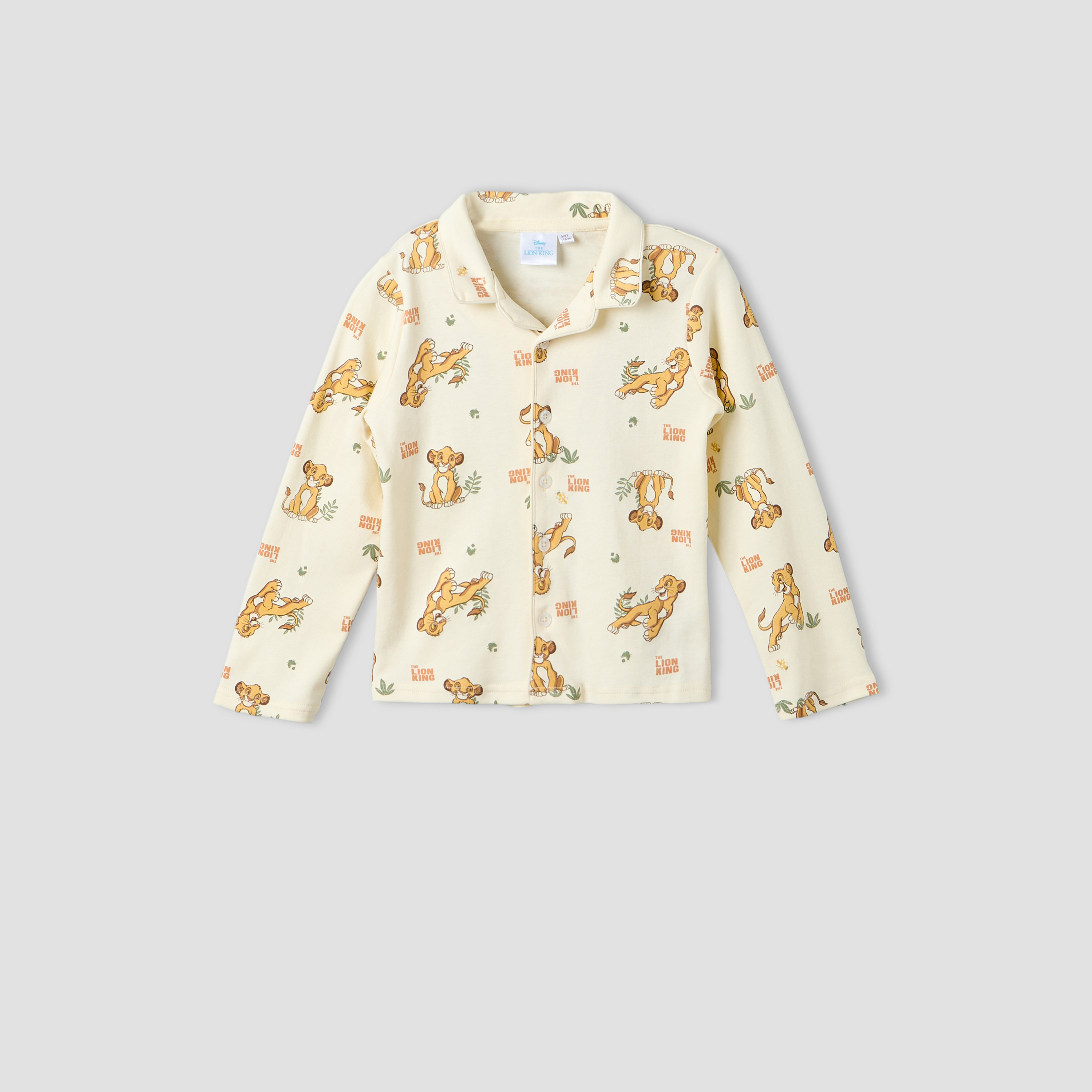 Disney Cotton Collared Long Sleeve Pyjama Set with The Lion King Print-boys-clothing-nightwear-image-2