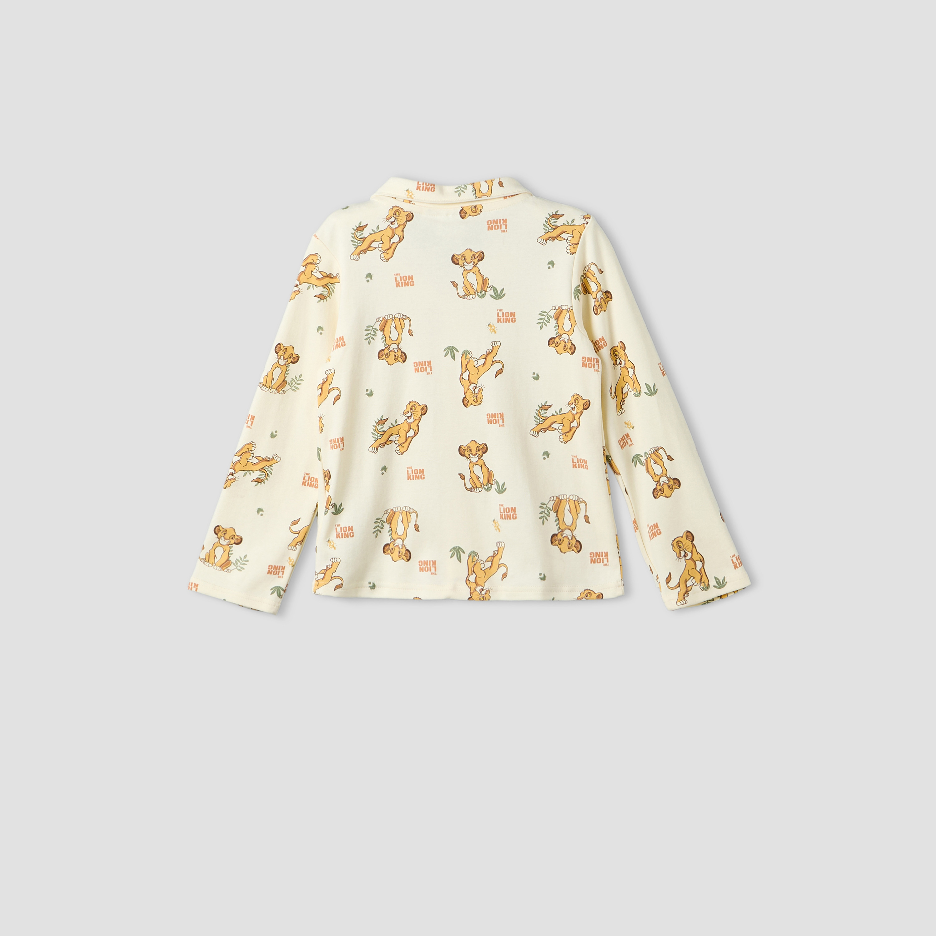 Disney Cotton Collared Long Sleeve Pyjama Set with The Lion King Print-boys-clothing-nightwear-image-4