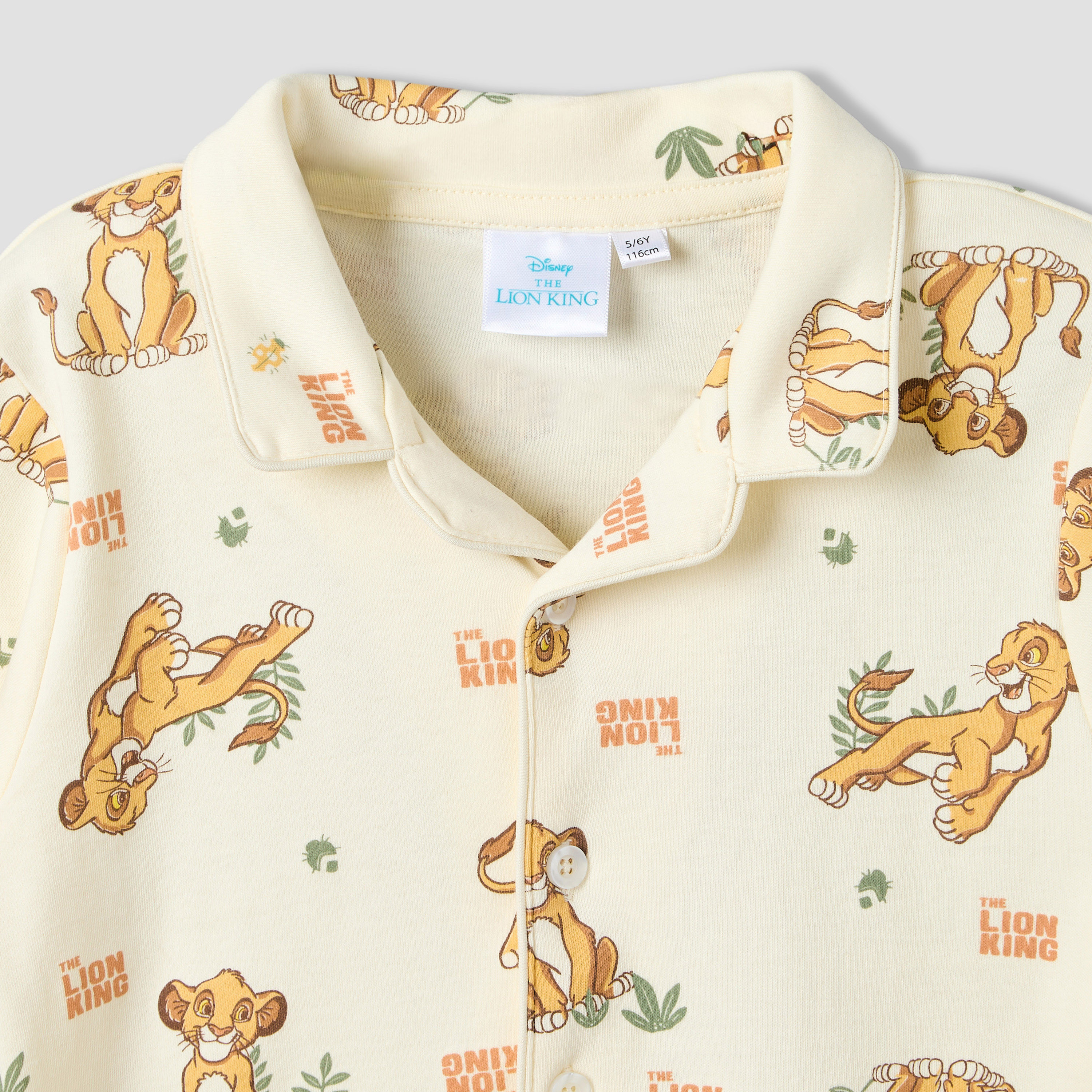 Disney Cotton Collared Long Sleeve Pyjama Set with The Lion King Print-boys-clothing-nightwear-image-6