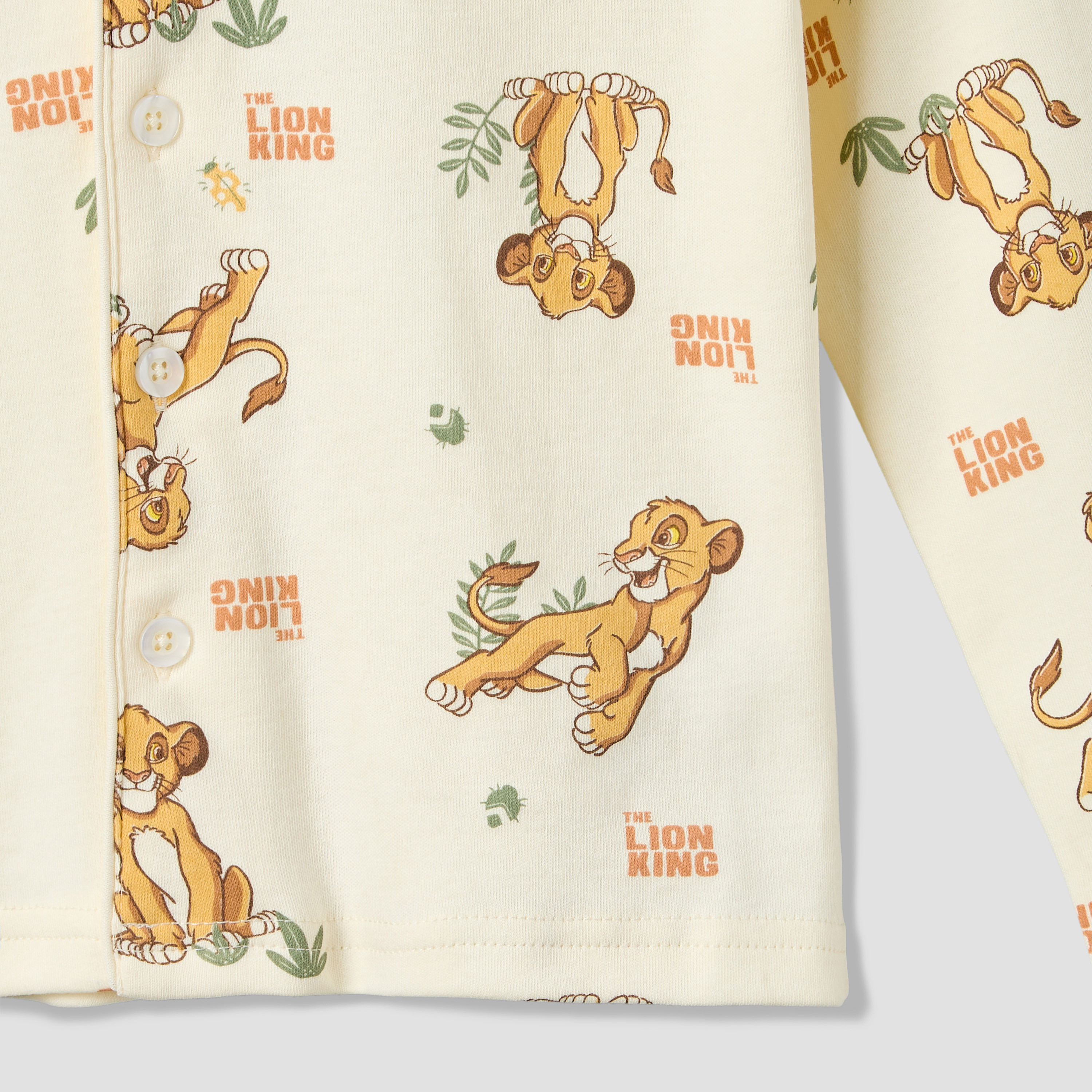 Disney Cotton Collared Long Sleeve Pyjama Set with The Lion King Print-boys-clothing-nightwear-image-7
