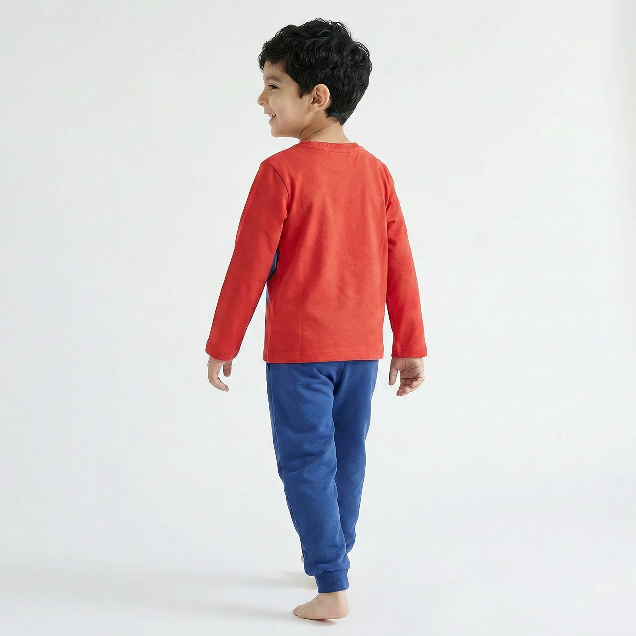 Cotton Crew Neck Long Sleeves Pyjama Set with Spider-Man Print-boys-clothing-nightwear-image-3