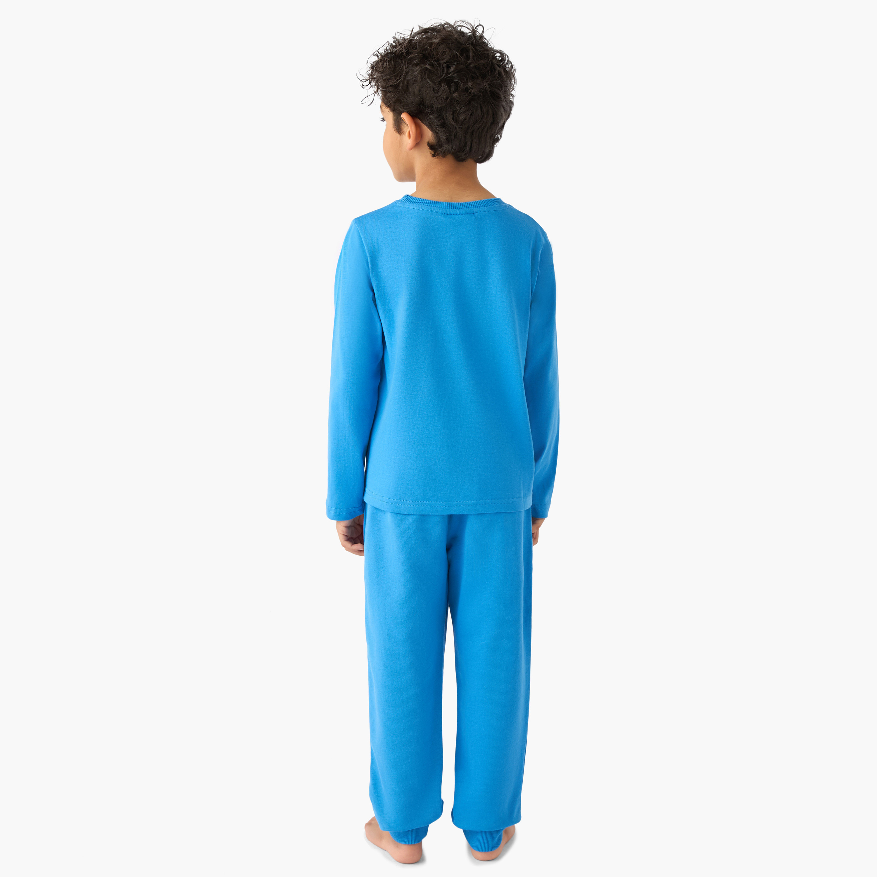 Cotton Round Neck Long Sleeves Pyjama Set with Captain America Print-boys-clothing-nightwear-image-4
