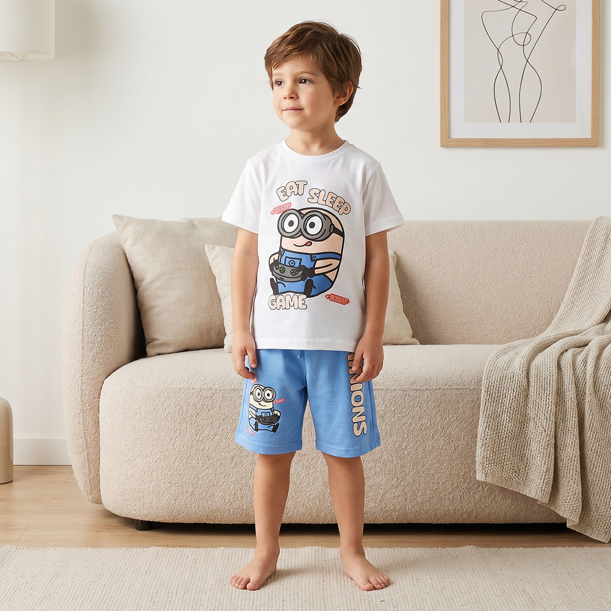 طقم بيجاما قطن برقبة ضيقة وأكمام قصيرة وطبعات من يونيفرسال - عبوة من طقمين-boys-clothing-nightwear-image-3