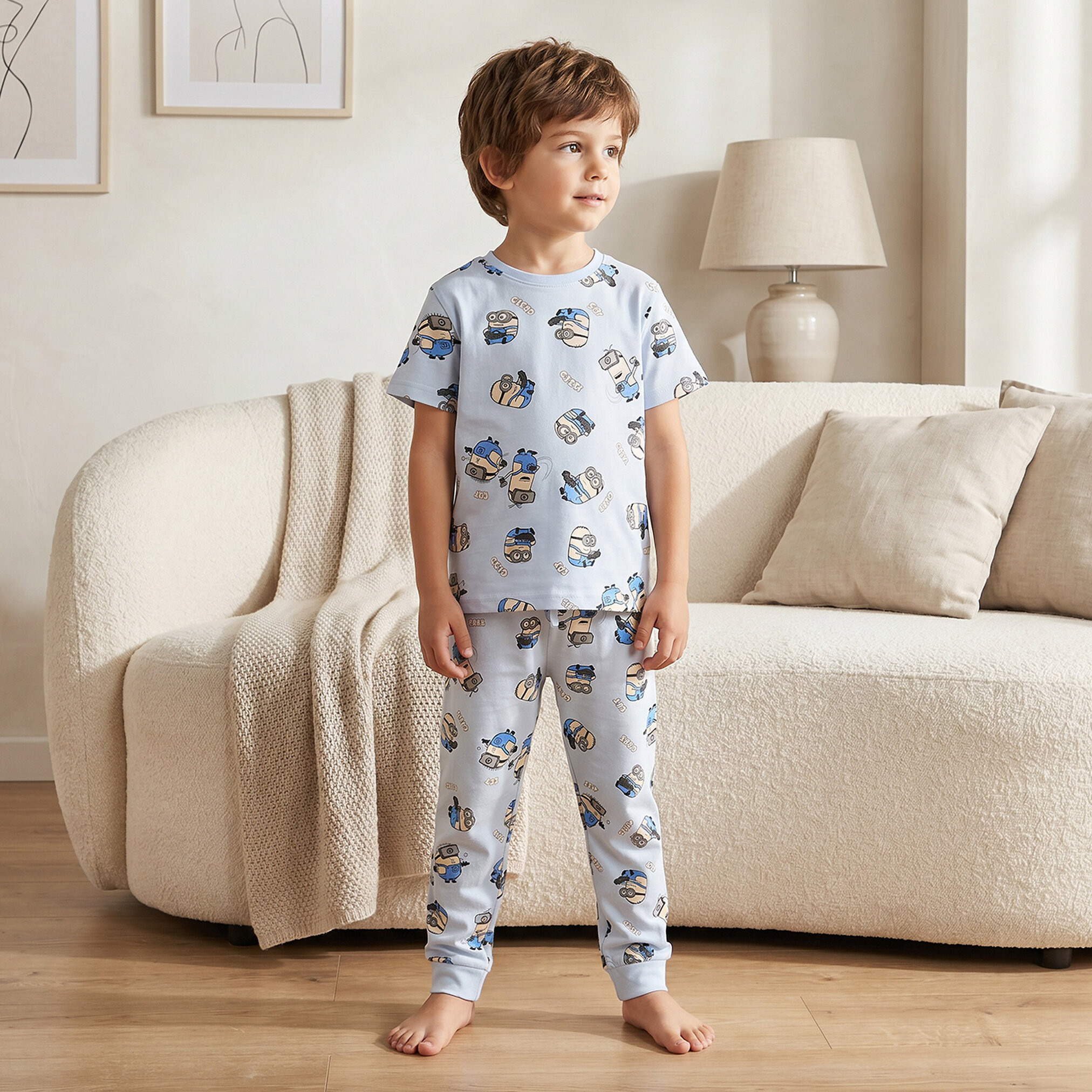 طقم بيجاما قطن برقبة ضيقة وأكمام قصيرة وطبعات من يونيفرسال - عبوة من طقمين-boys-clothing-nightwear-image-4