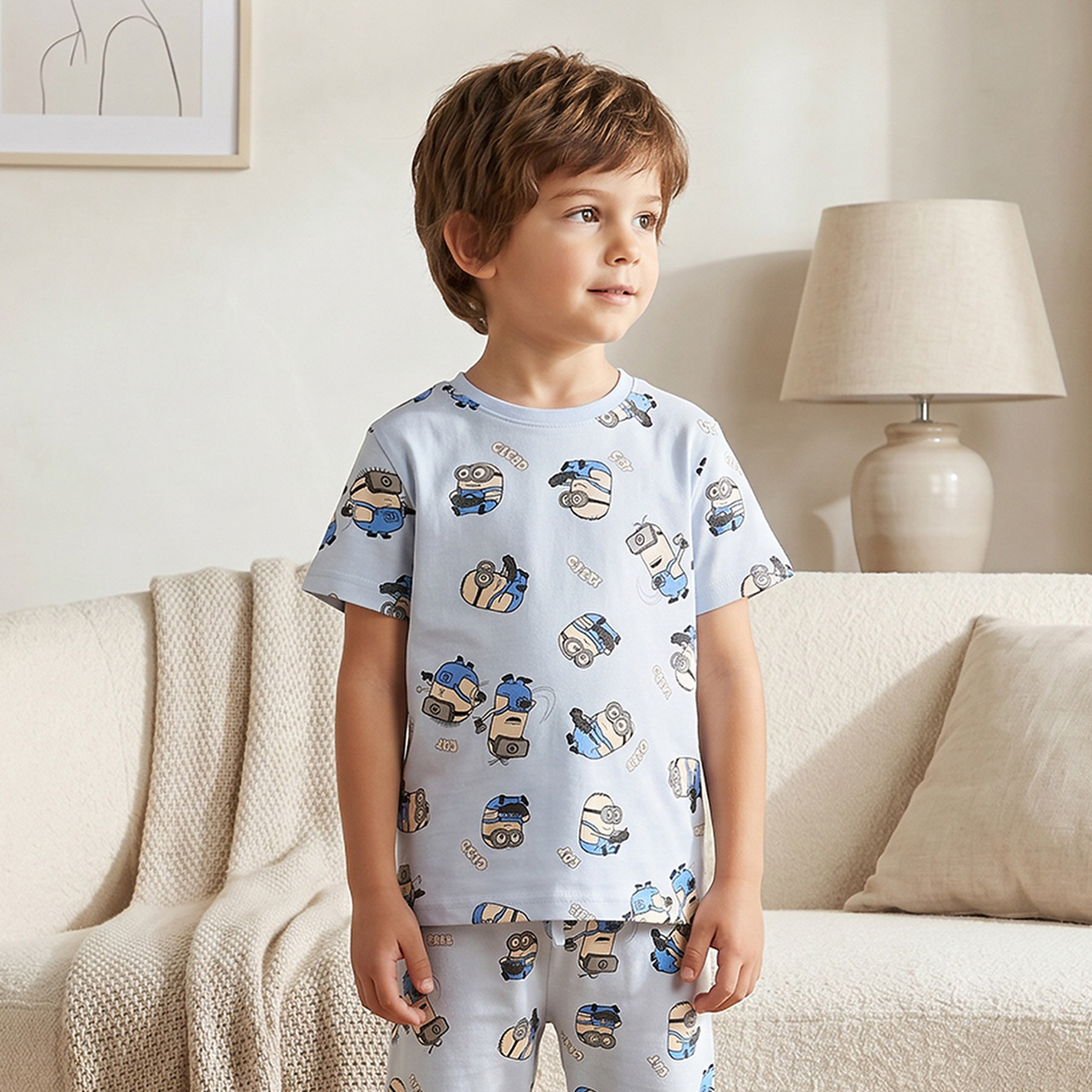 طقم بيجاما قطن برقبة ضيقة وأكمام قصيرة وطبعات من يونيفرسال - عبوة من طقمين-boys-clothing-nightwear-image-5