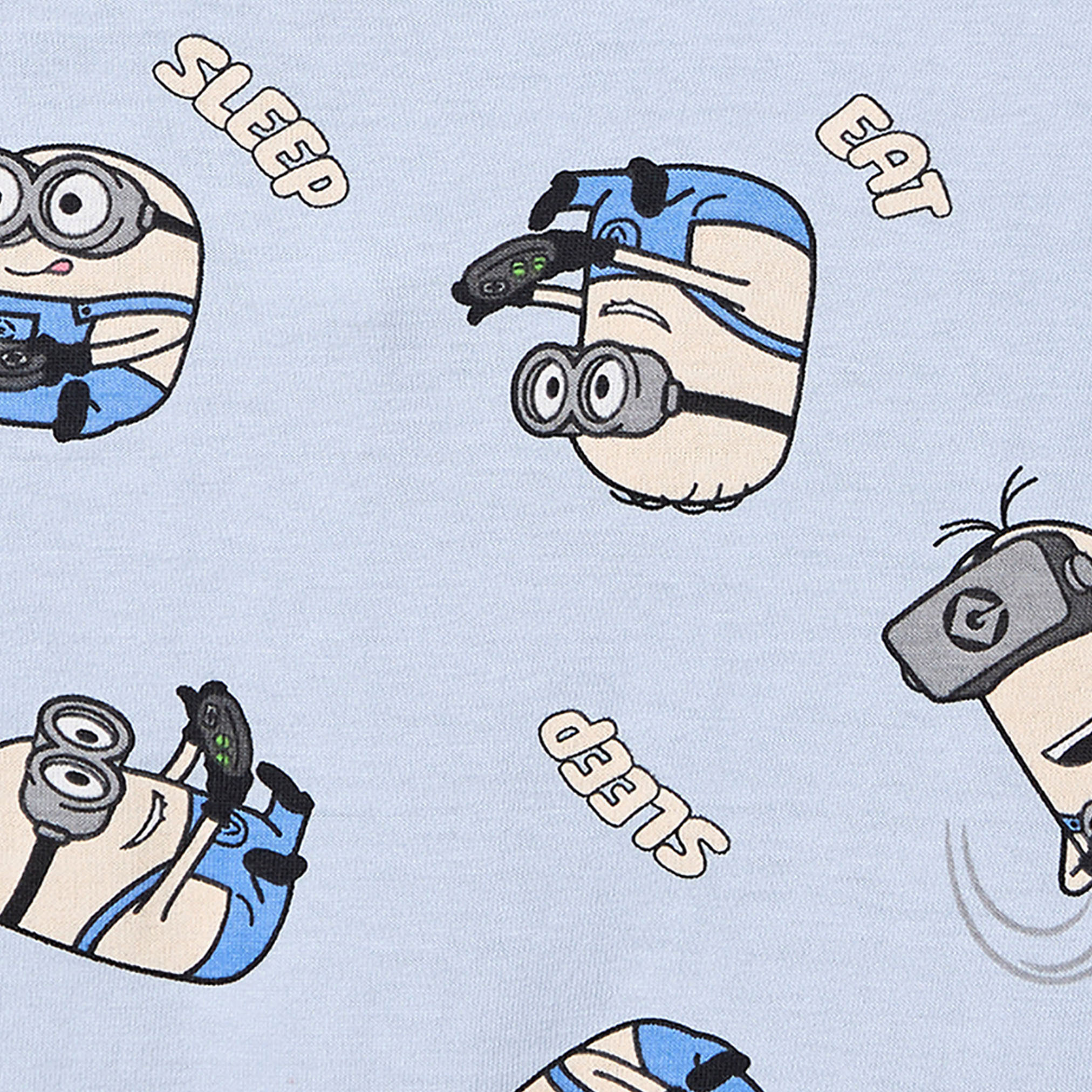 Pack of 2 Universal Cotton Crew Neck Short Sleeves Pyjama Set with Minions Print-boys-clothing-nightwear-image-7