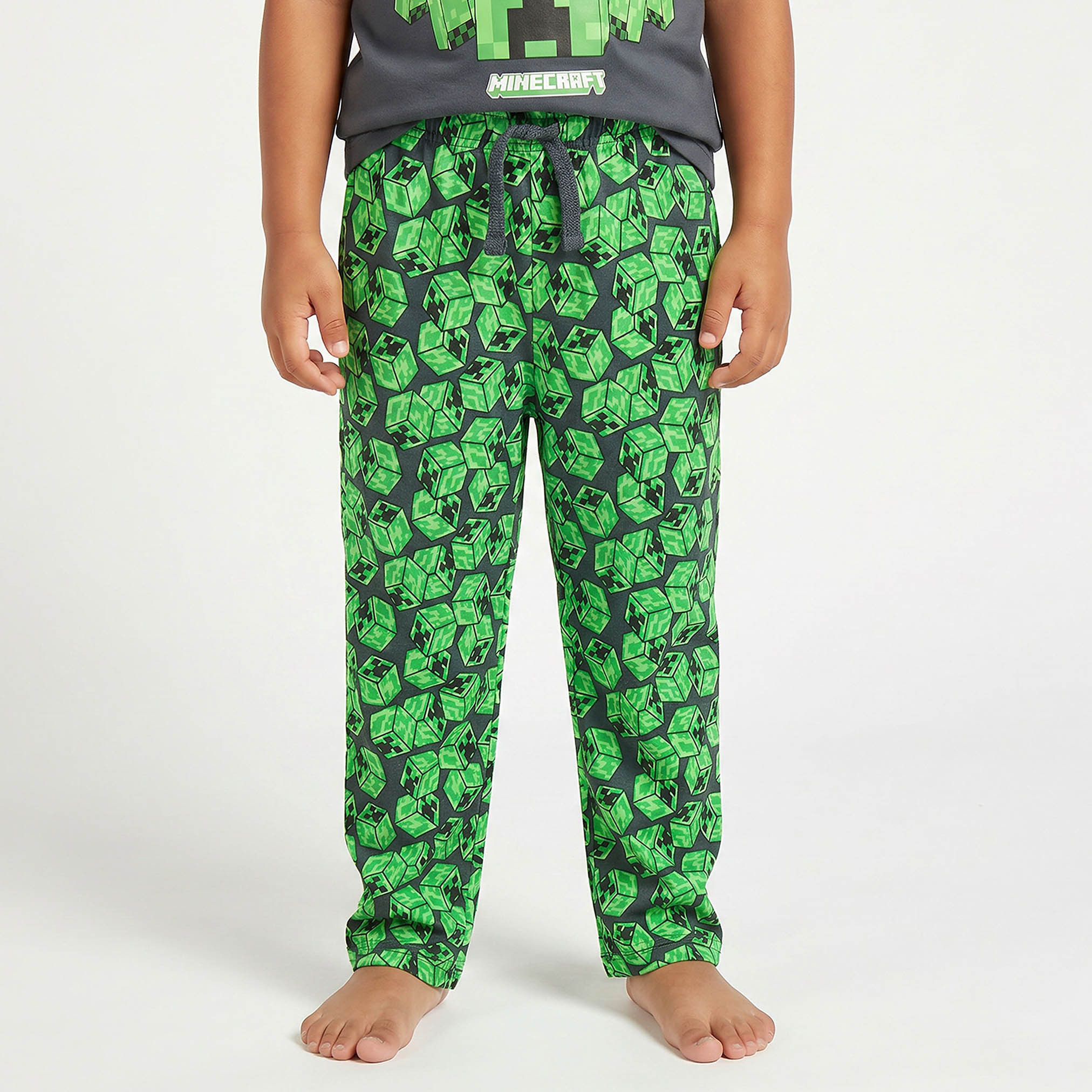 طقم بيجاما قطن برقبة ضيقة وأكمام قصيرة وطبعات من ماينكرافت-boys-clothing-nightwear-image-4