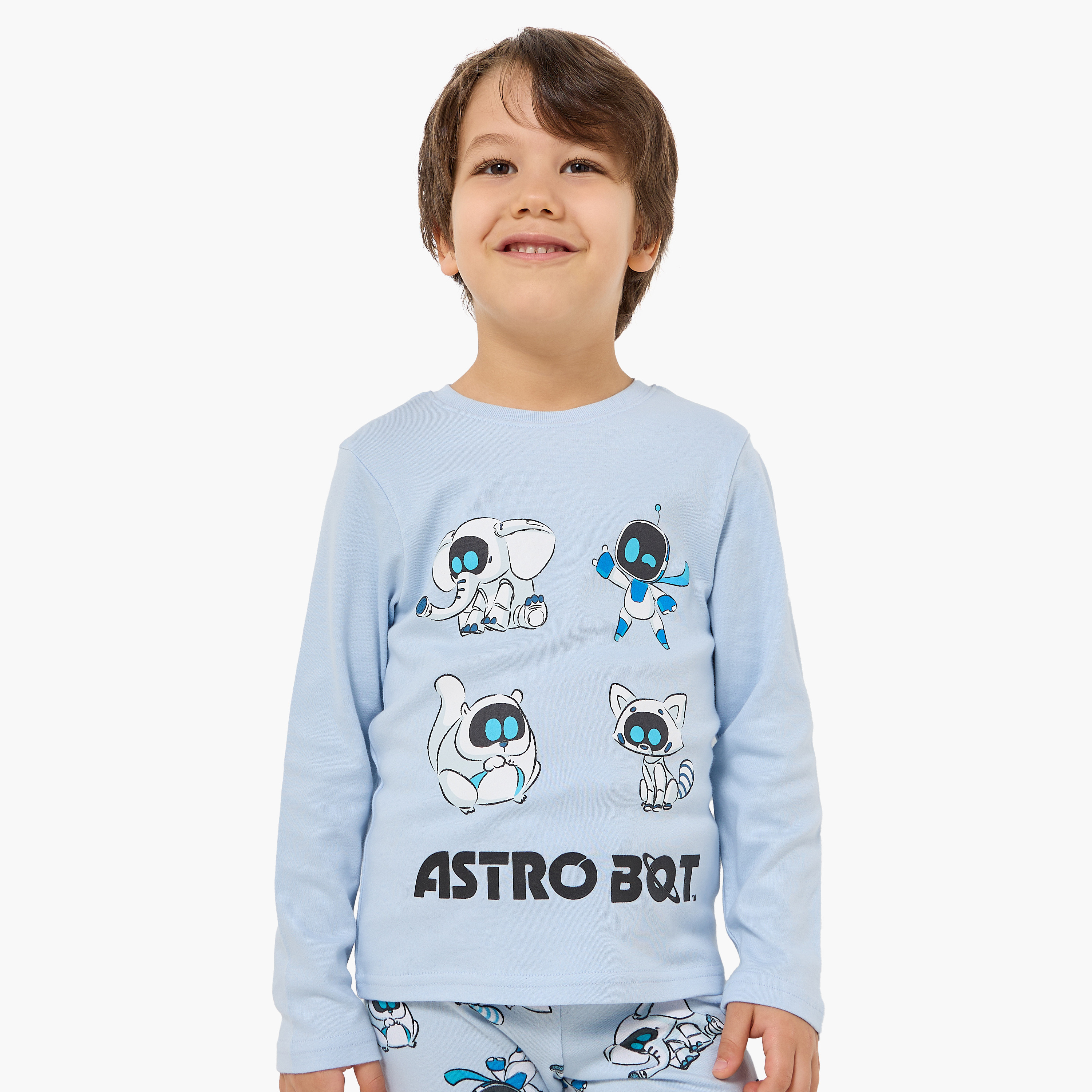 PlayStation Cotton Crew Neck Long Sleeve Pyjama Set with Astro Bot Print-boys-clothing-nightwear-image-2