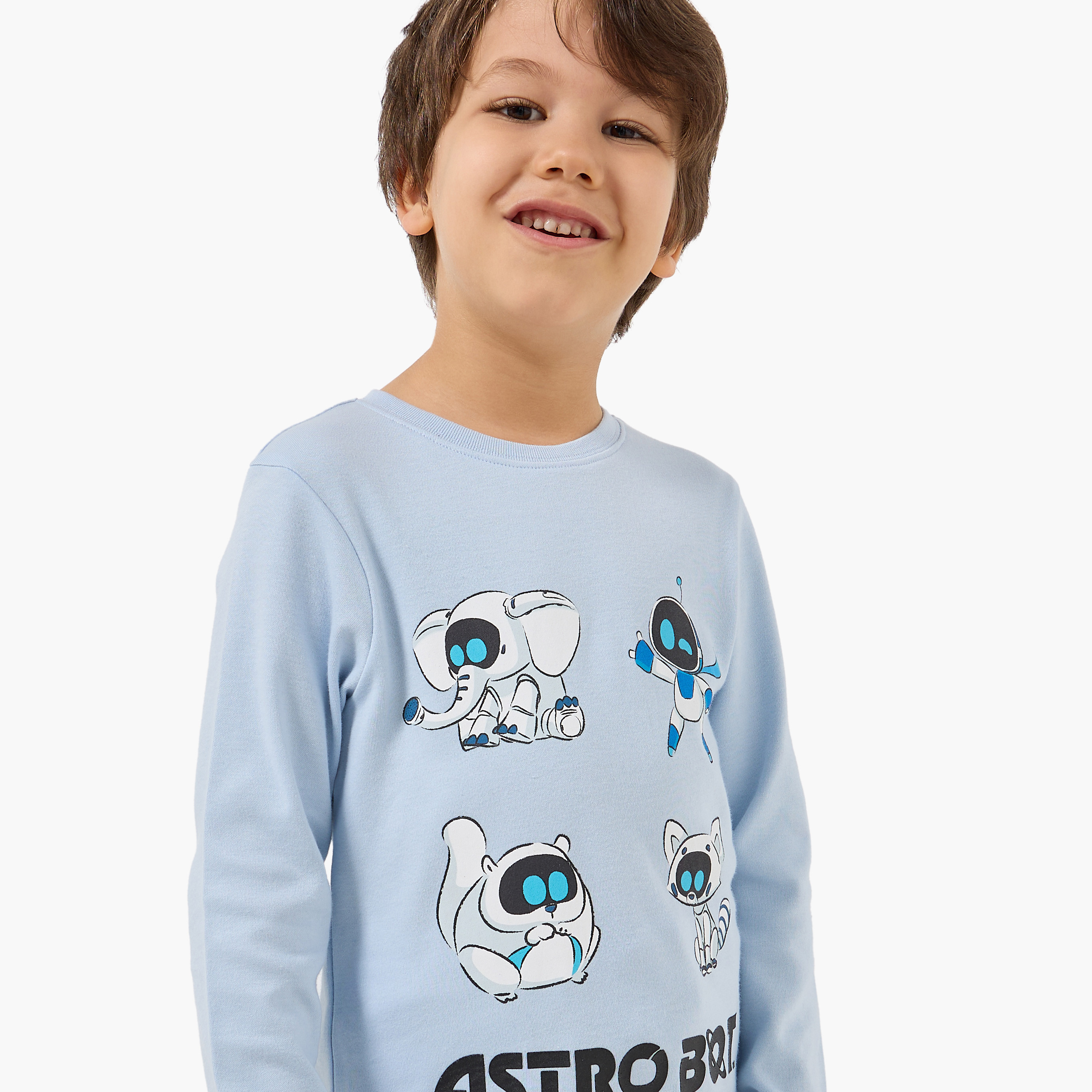 PlayStation Cotton Crew Neck Long Sleeve Pyjama Set with Astro Bot Print-boys-clothing-nightwear-image-5