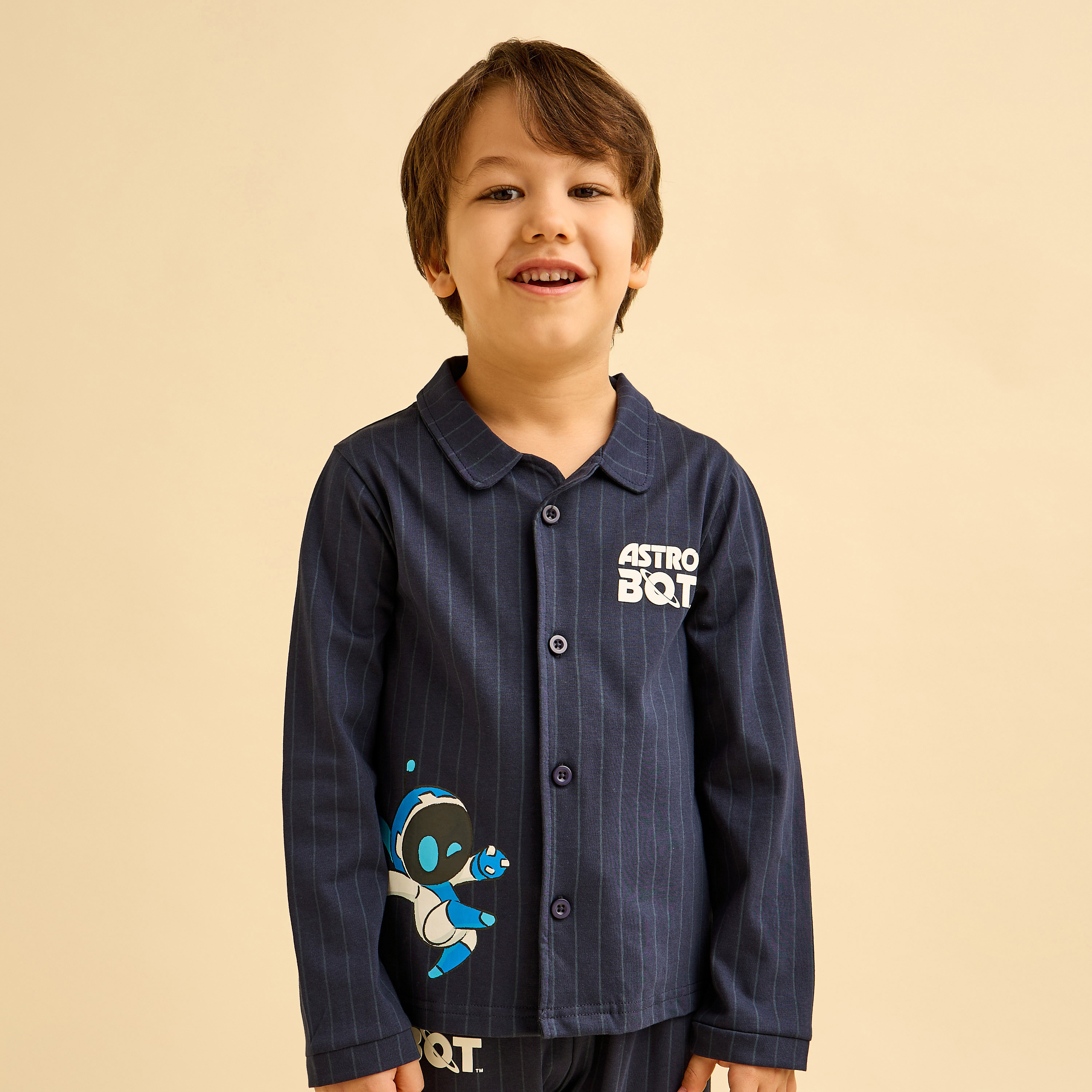 طقم بيجاما قطن بياقة وأكمام طويلة بطبعات من بلايستيشن-boys-clothing-nightwear-image-2