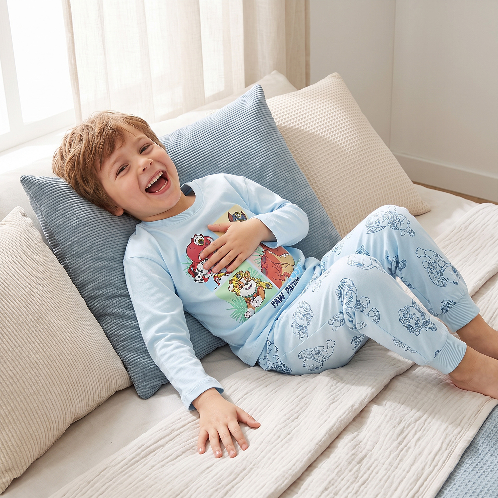 Cotton Crew Neck Long Sleeves Pyjama Set with PAW Patrol Print-boys-clothing-nightwear-image-5