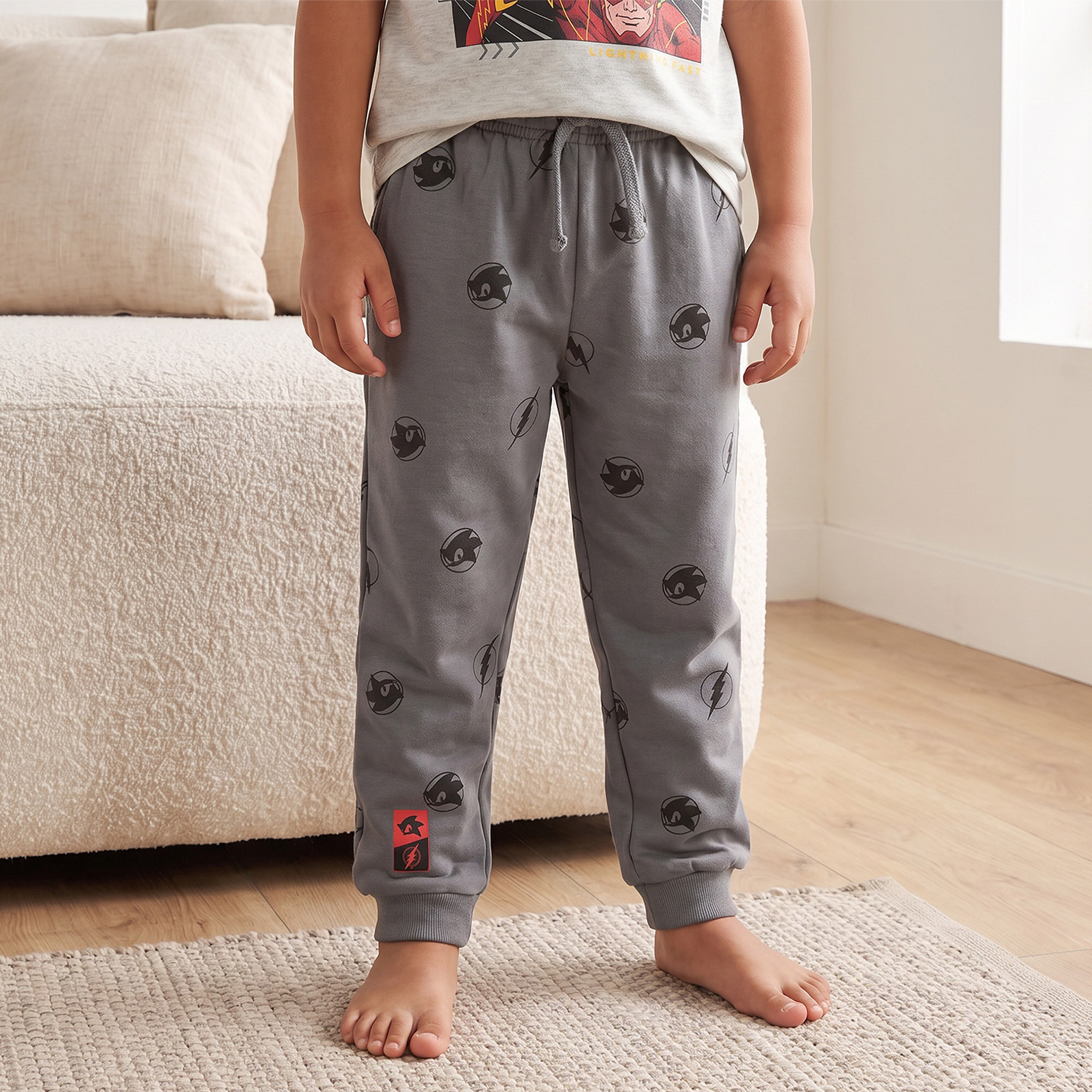 طقم بيجاما قطن بطبعات سونيك وأكمام قصيرة وياقة ضيقة-boys-clothing-nightwear-image-3