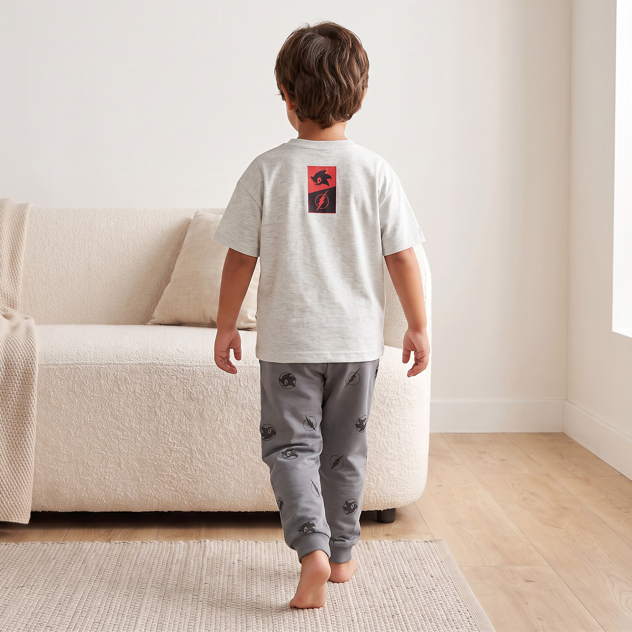 طقم بيجاما قطن بطبعات سونيك وأكمام قصيرة وياقة ضيقة-boys-clothing-nightwear-image-4
