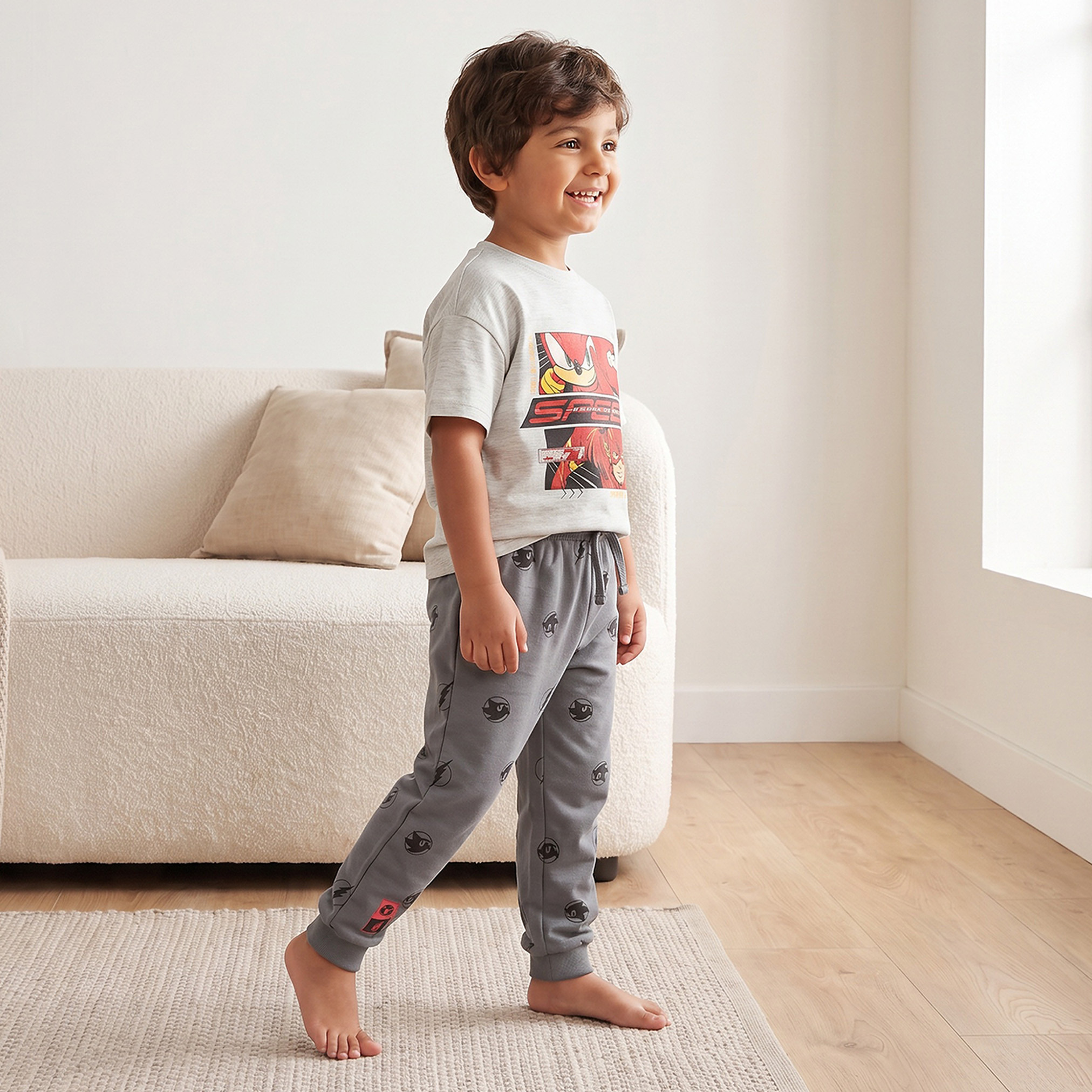 طقم بيجاما قطن بطبعات سونيك وأكمام قصيرة وياقة ضيقة-boys-clothing-nightwear-image-7