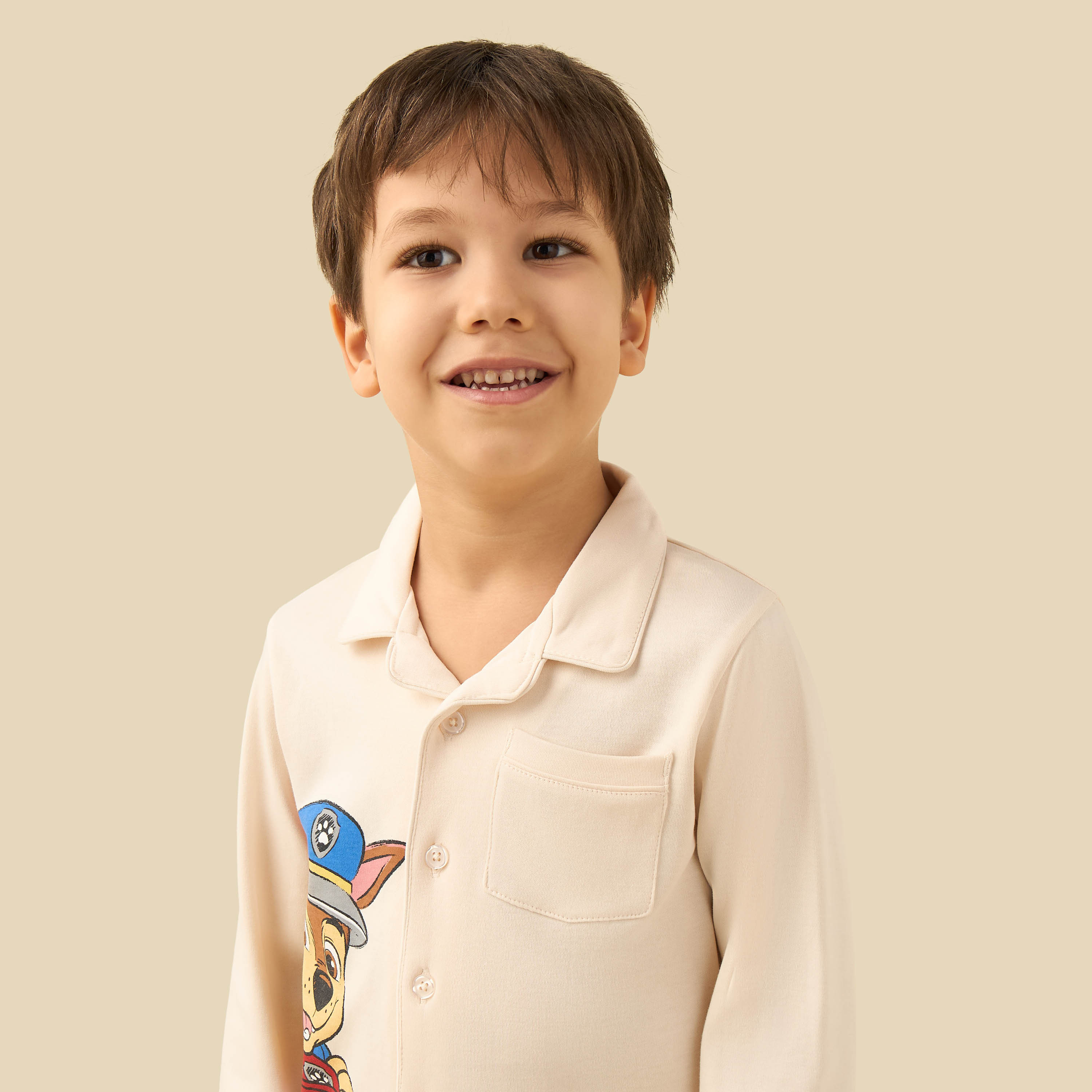 Cotton Collared Long Sleeves Pyjama Set with PAW Patrol Print-boys-clothing-nightwear-image-5