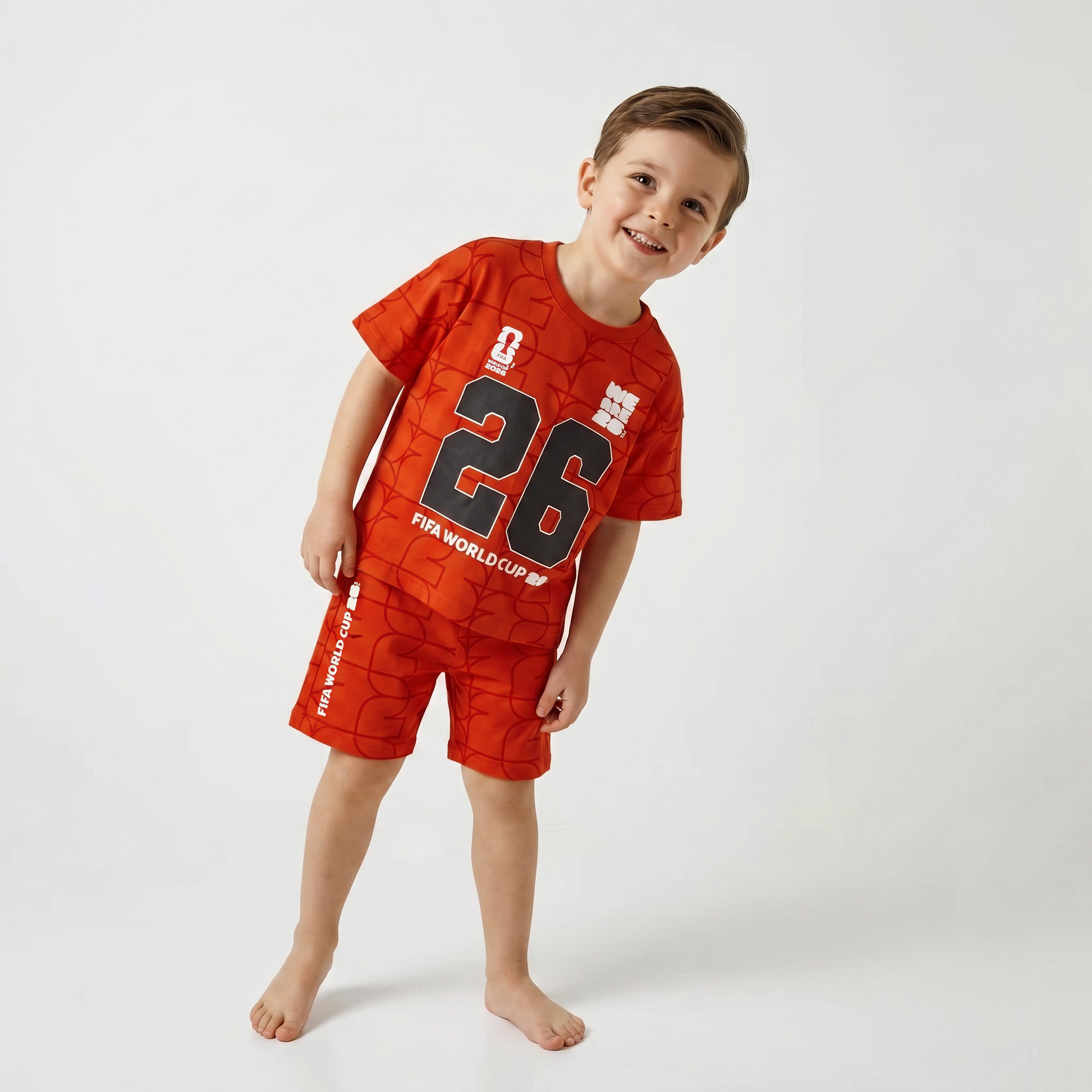 FIFA Cotton Crew Neck Short Sleeves Shorts Set with Varsity Print-boys-clothing-nightwear-image-1