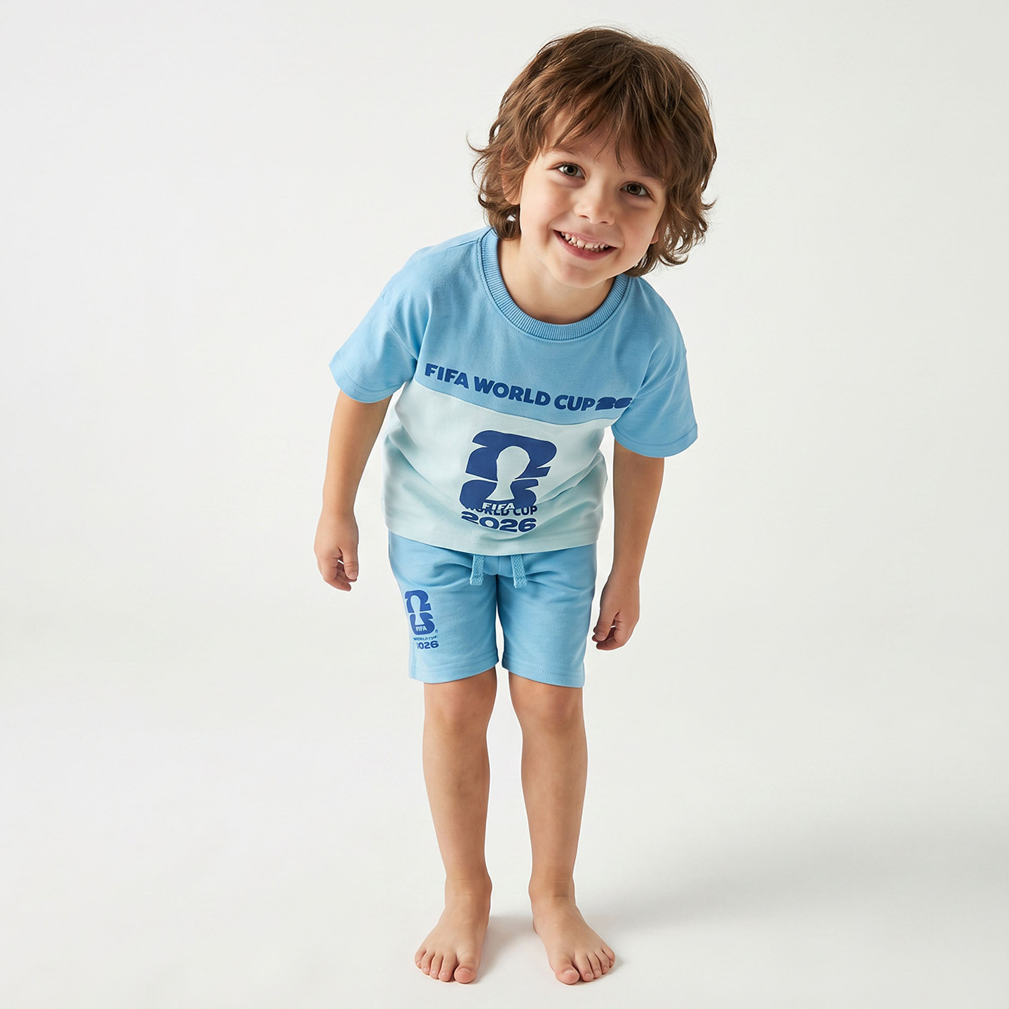 FIFA Cotton Crew Neck Short Sleeve Shorts Set with Drawstring Closure-boys-clothing-nightwear-image-1
