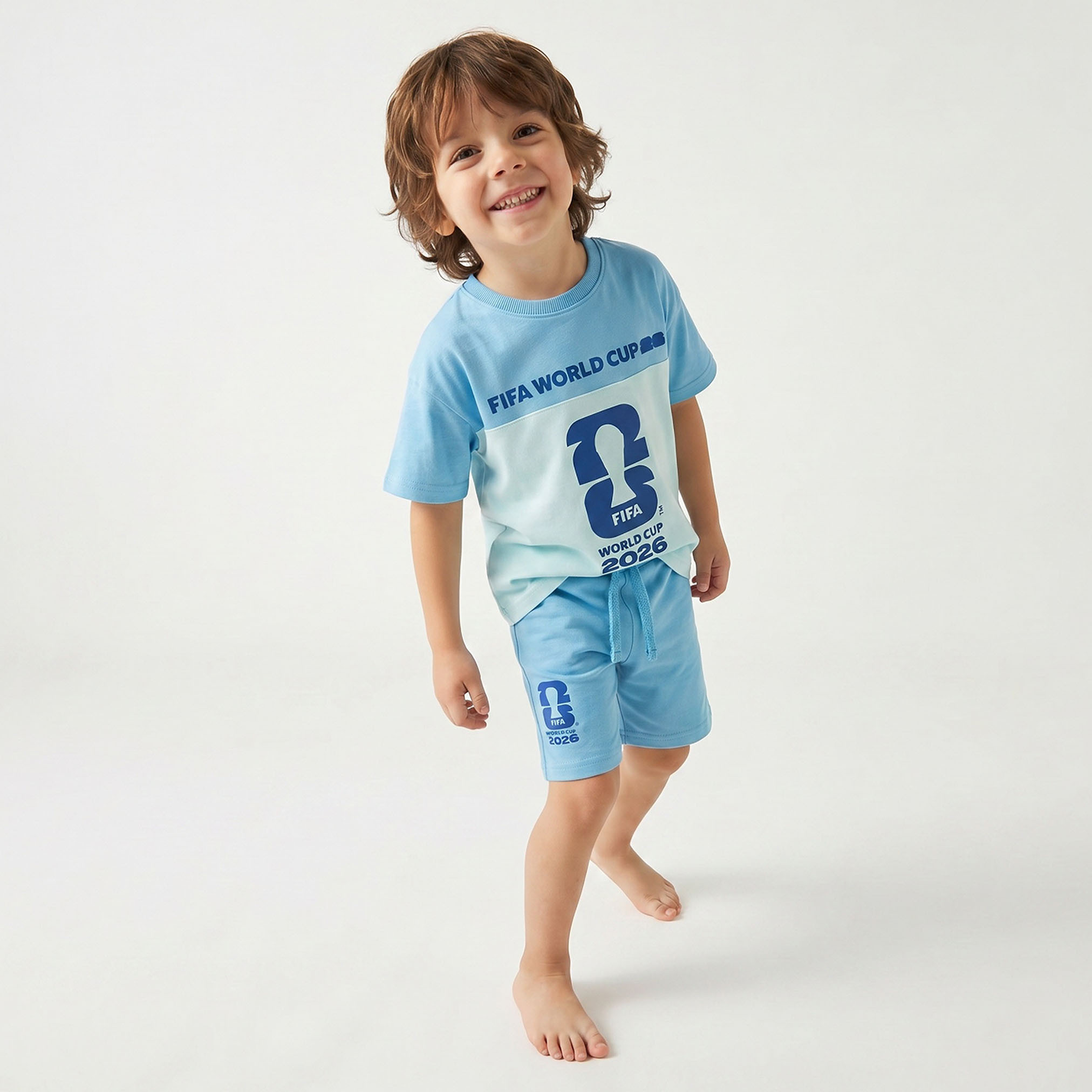 FIFA Cotton Crew Neck Short Sleeve Shorts Set with Drawstring Closure-boys-clothing-nightwear-image-7