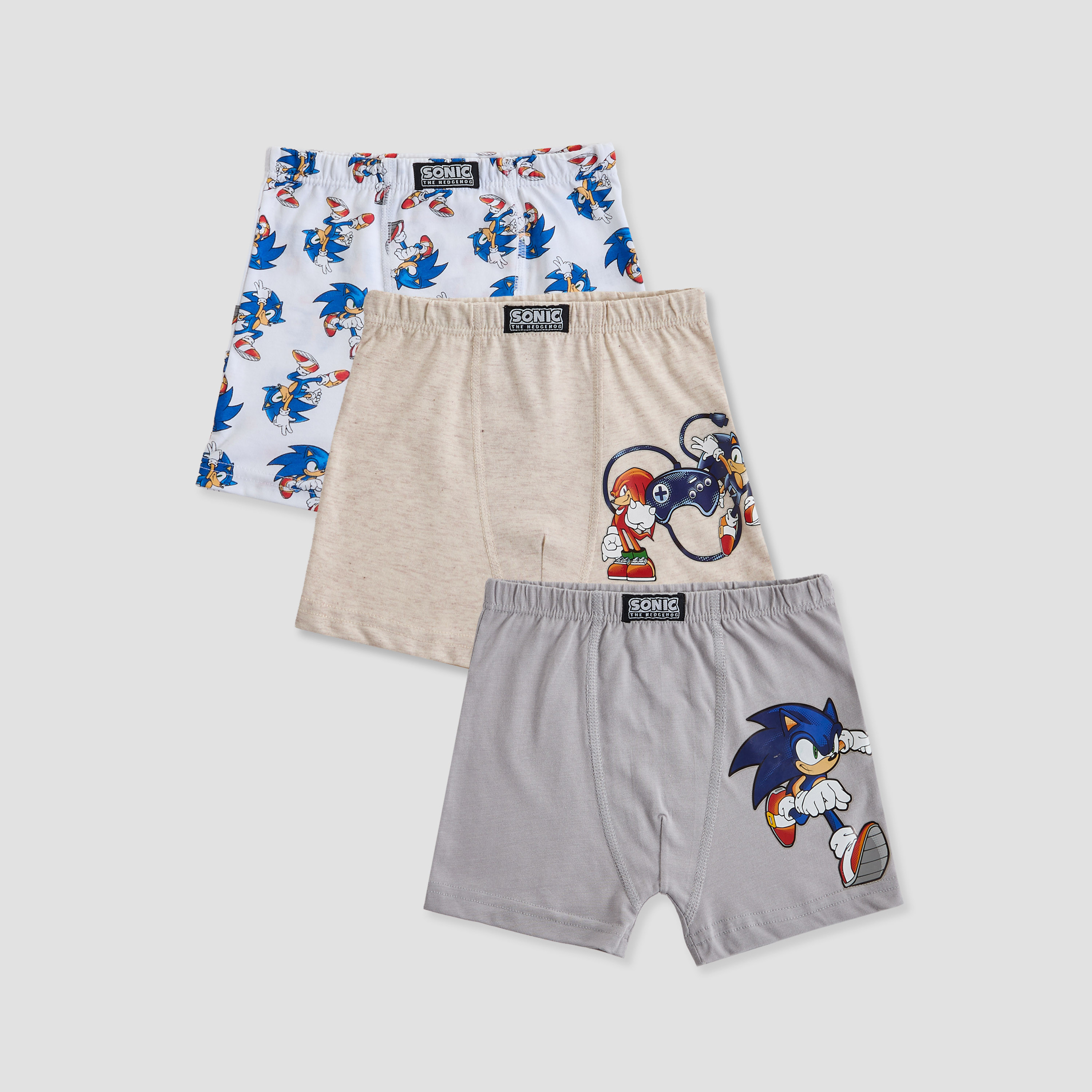 Pack of 3 Cotton Boxers with Sonic the Hedgehog Print-boys-clothing-innerwear-boxersandbriefs-image-1