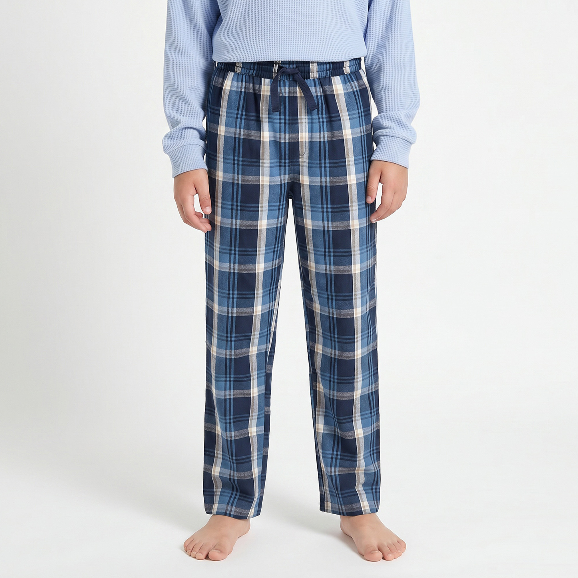Juniors Cotton Mandarin Collar Long Sleeves Pyjama Set with Nautical Embroidery-boys-clothing-nightwear-image-4