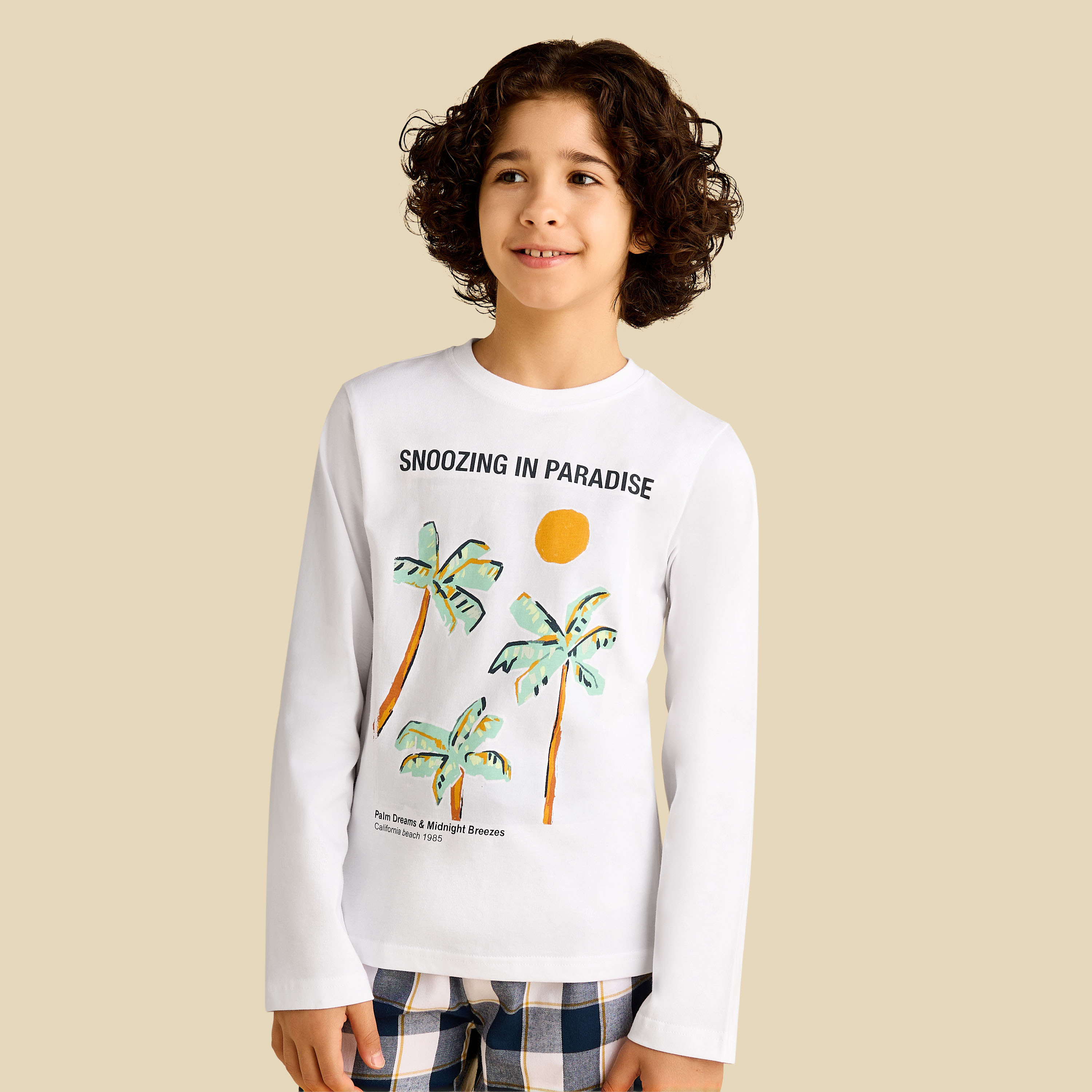 Juniors Cotton Crew Neck Long Sleeves Pyjama Set with Graphic Print-boys-clothing-nightwear-image-2