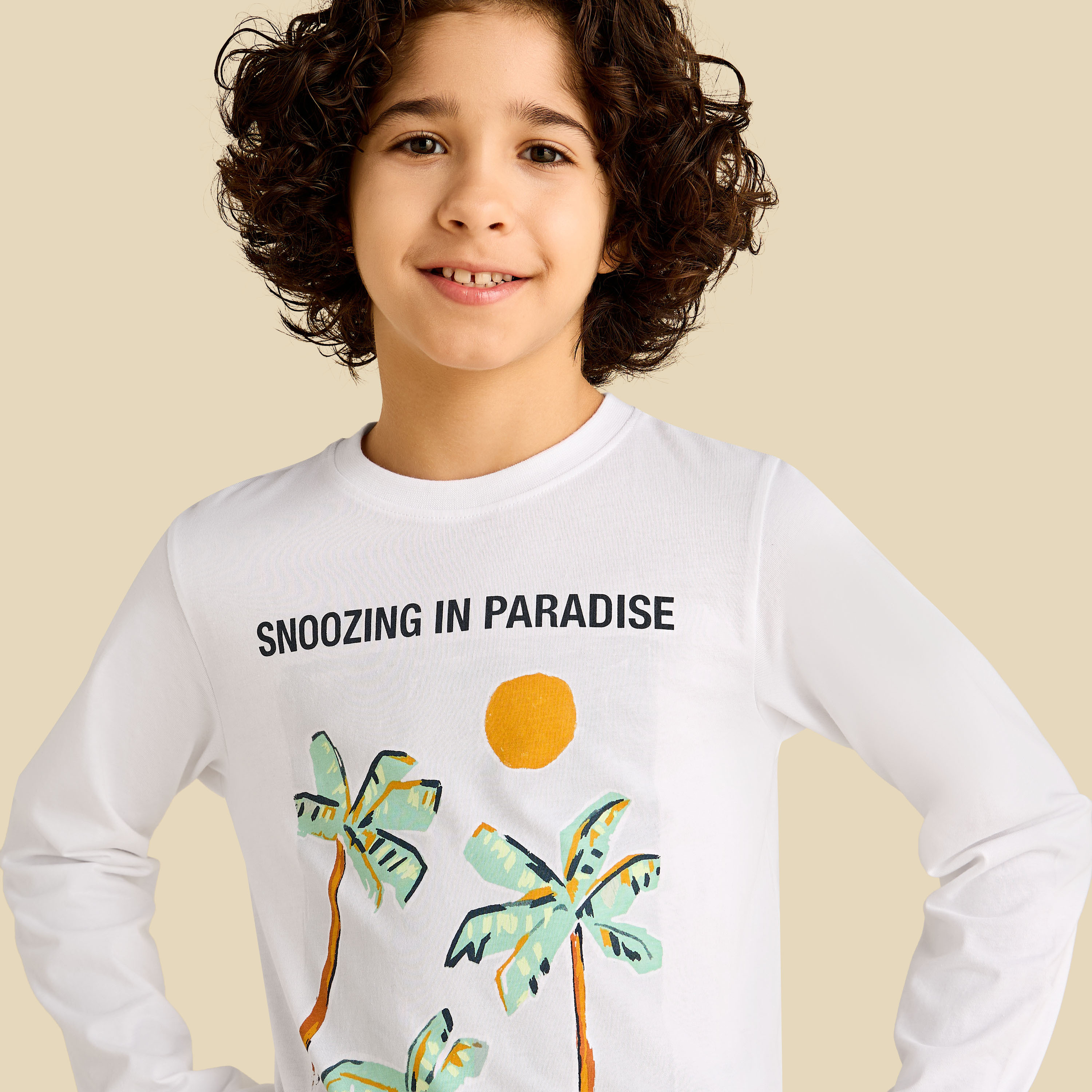 Juniors Cotton Crew Neck Long Sleeves Pyjama Set with Graphic Print-boys-clothing-nightwear-image-5