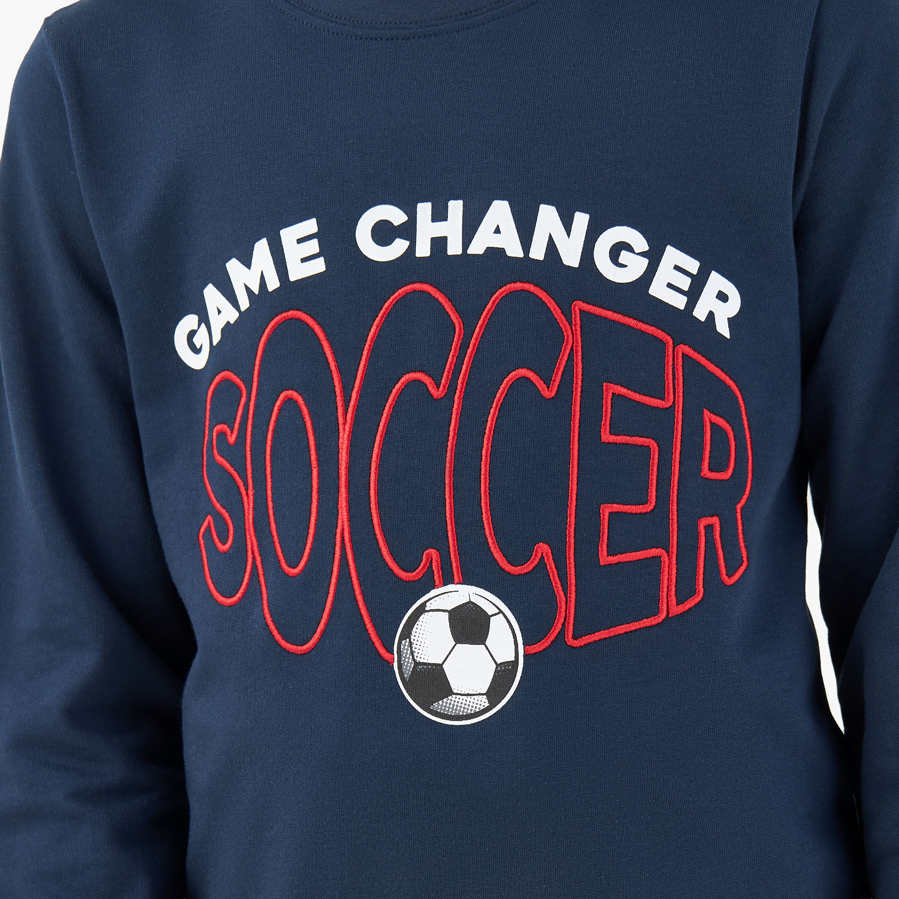 Juniors Cotton Round Neck Long Sleeves Pyjama Set with Soccer Print-boys-clothing-nightwear-image-6