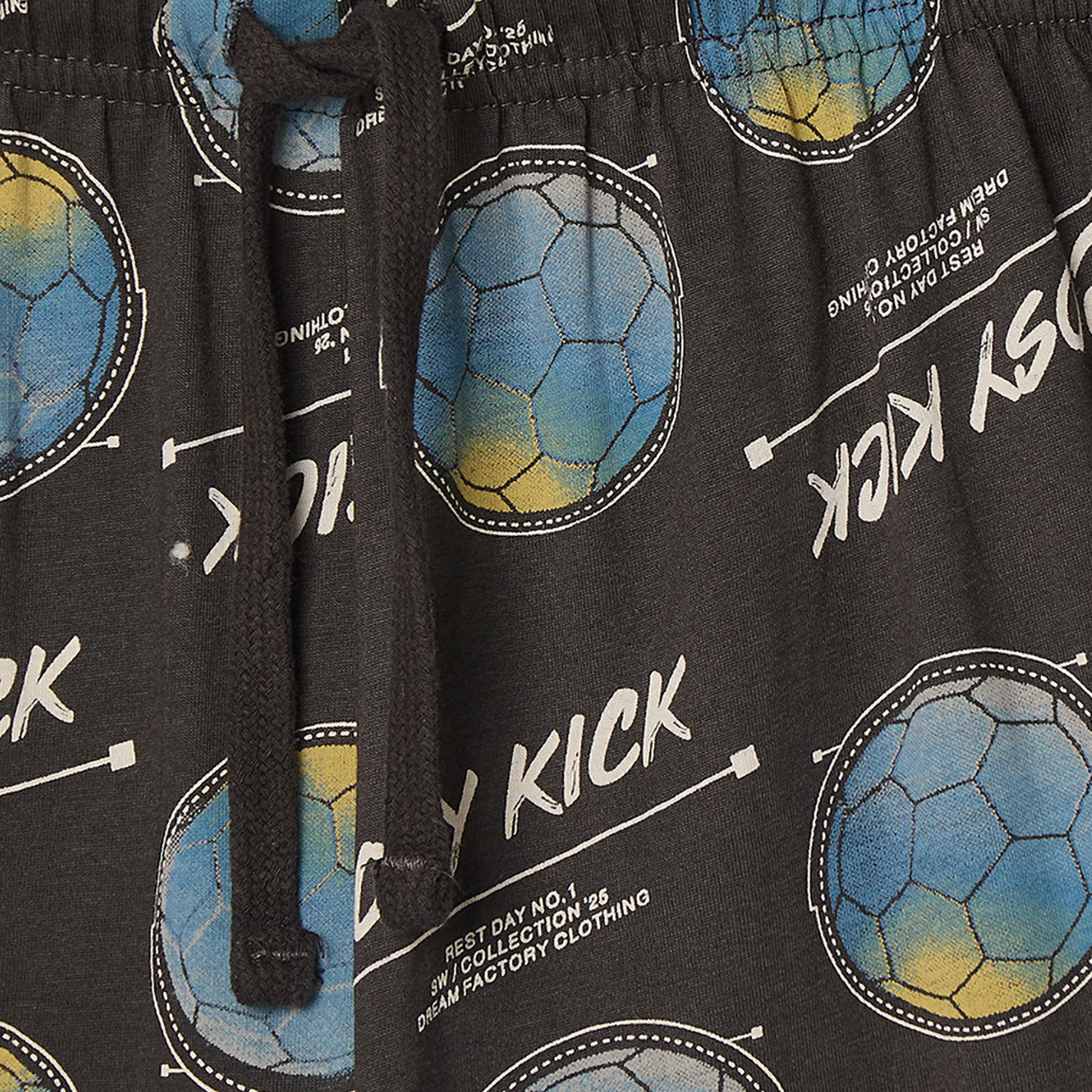 Juniors Cotton Crew Neck Short Sleeves Shorts Set with Football Print-boys-clothing-nightwear-image-8