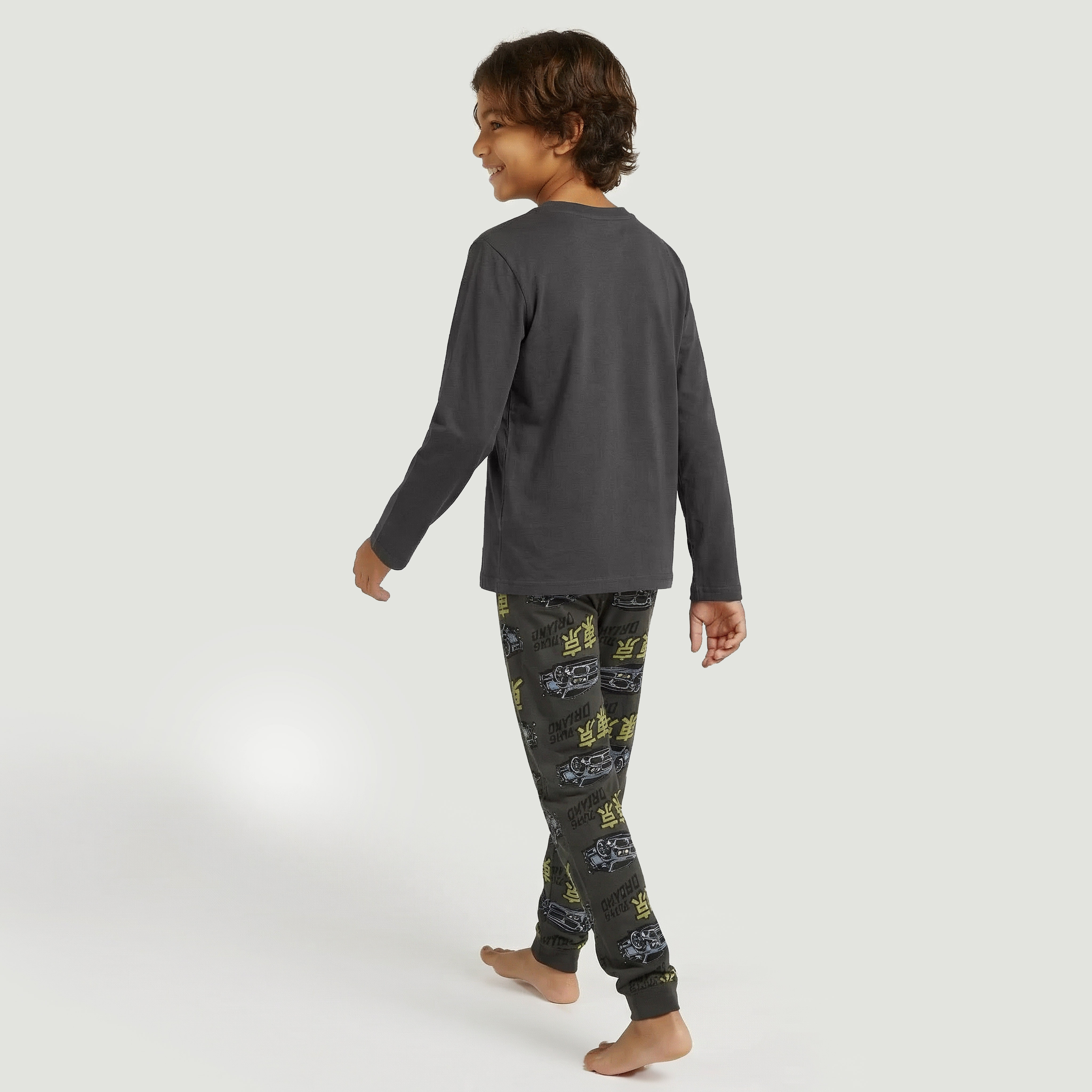 Juniors Cotton Crew Neck Long Sleeve Pyjama Set with Anime Print-boys-clothing-nightwear-image-3