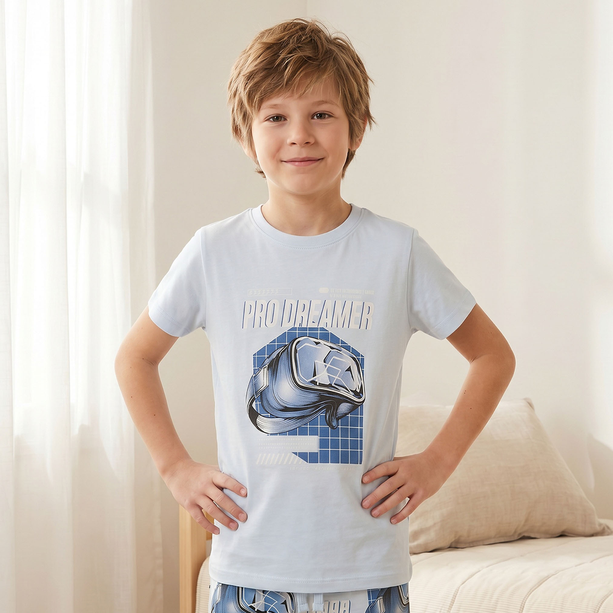 طقم بيجاما برقبة ضيقة وأكمام قصيرة وطبعات من جونيورز-boys-clothing-nightwear-image-2