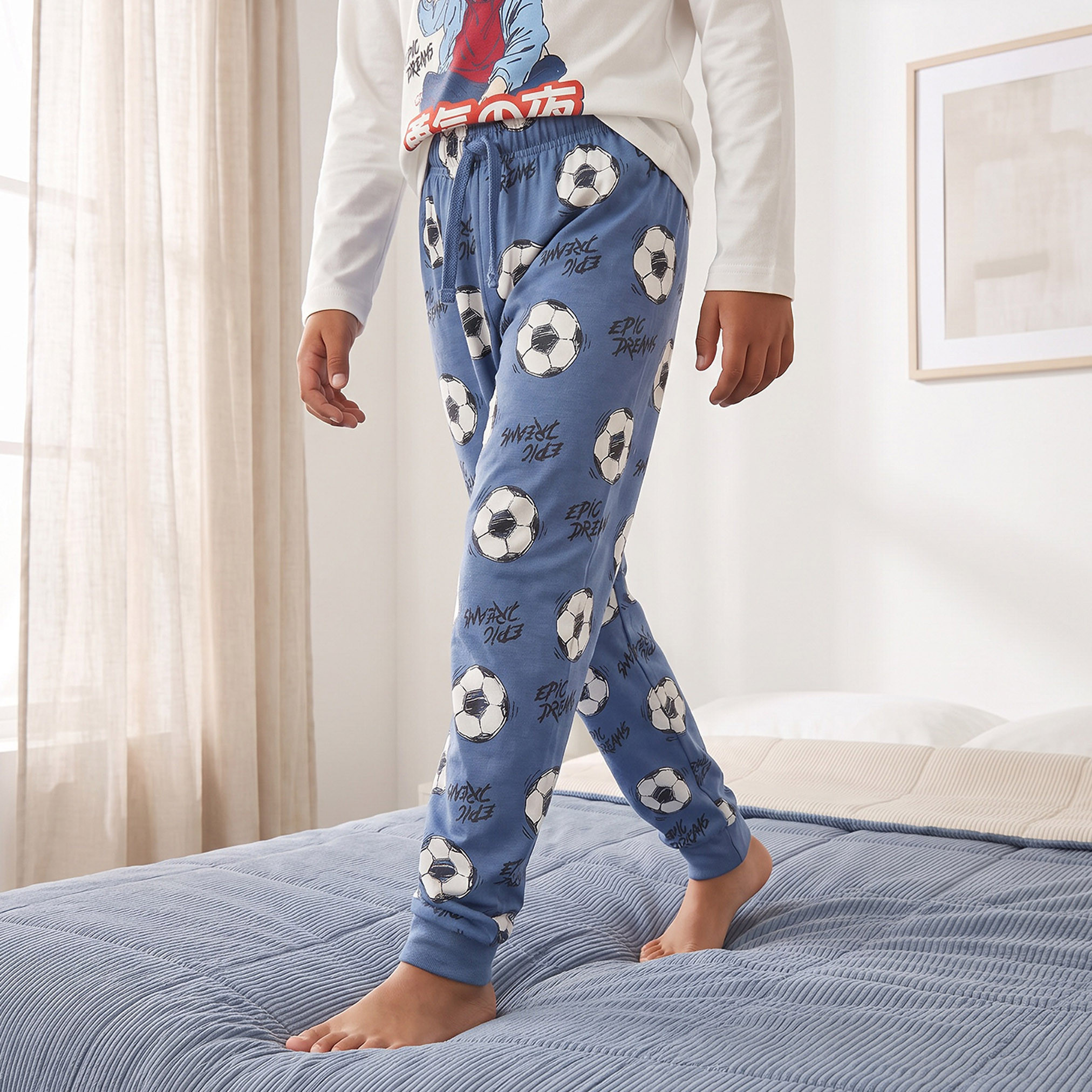 Juniors Cotton Crew Neck Long Sleeves Pyjama Set with Anime Print-boys-clothing-nightwear-image-3