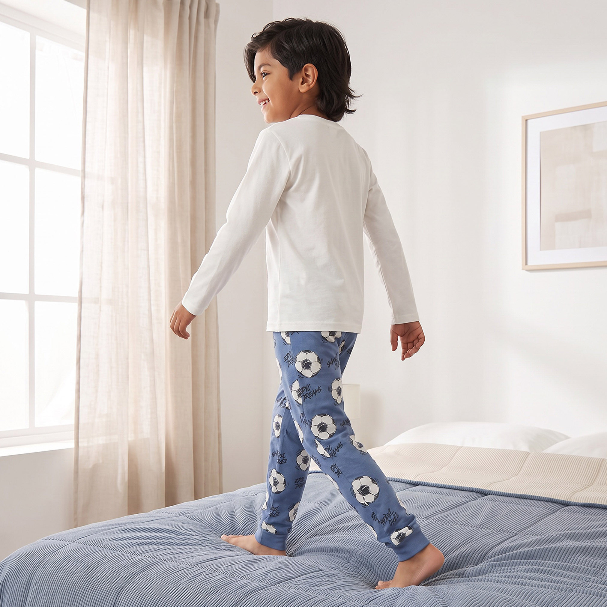 Juniors Cotton Crew Neck Long Sleeves Pyjama Set with Anime Print-boys-clothing-nightwear-image-4