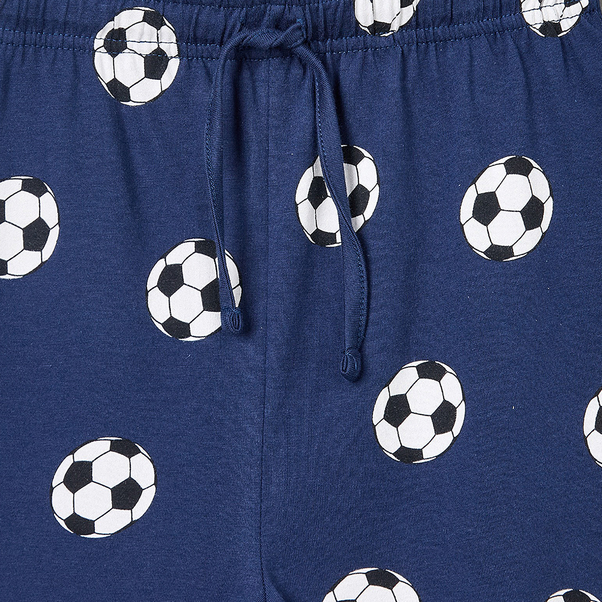Juniors Cotton Crew Neck Short Sleeves Shorts Set with Football Print-boys-clothing-nightwear-image-6