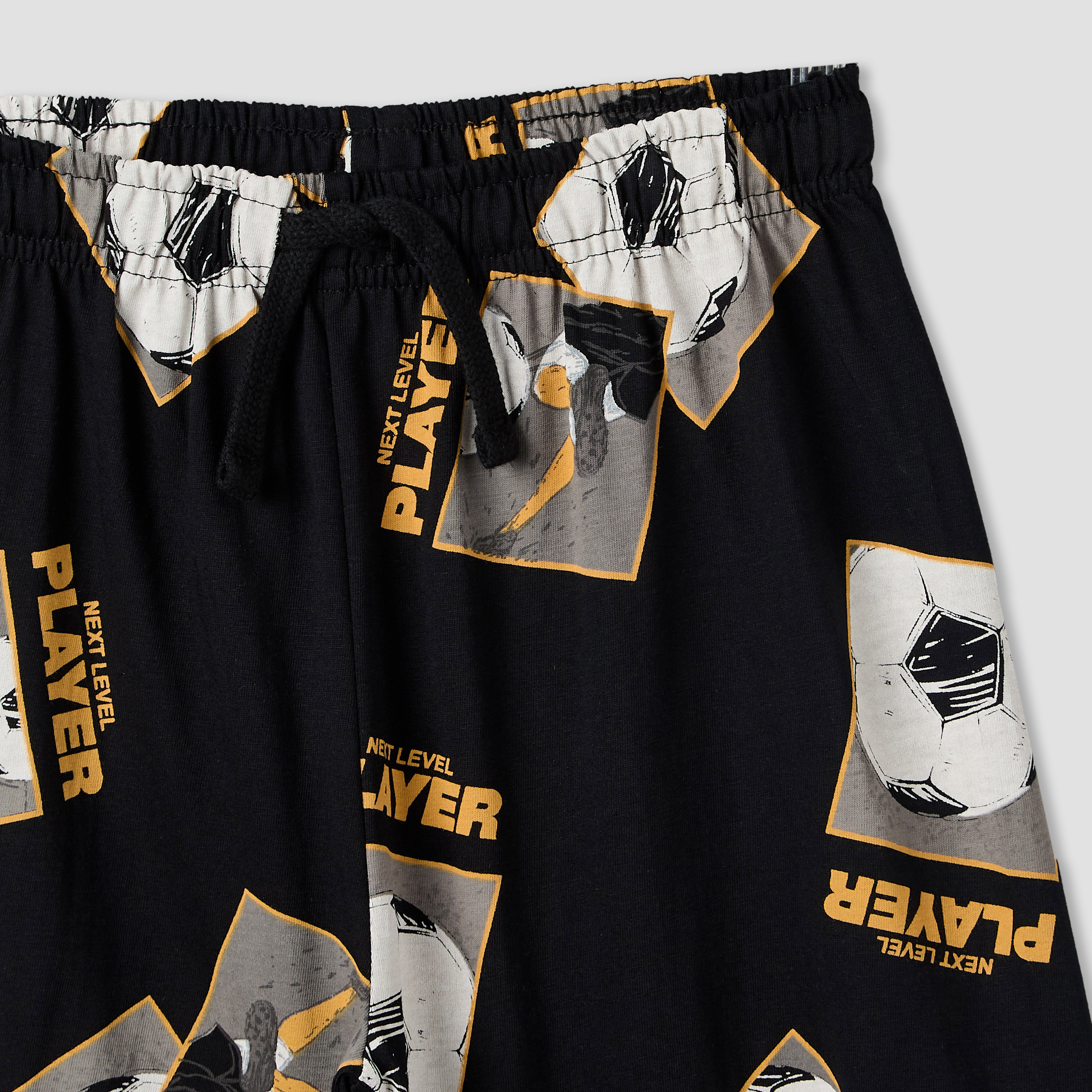طقم بيجاما قطن بياقة ضيقة وأكمام قصيرة وطبعات كرة قدم من جونيورز-boys-clothing-nightwear-image-8